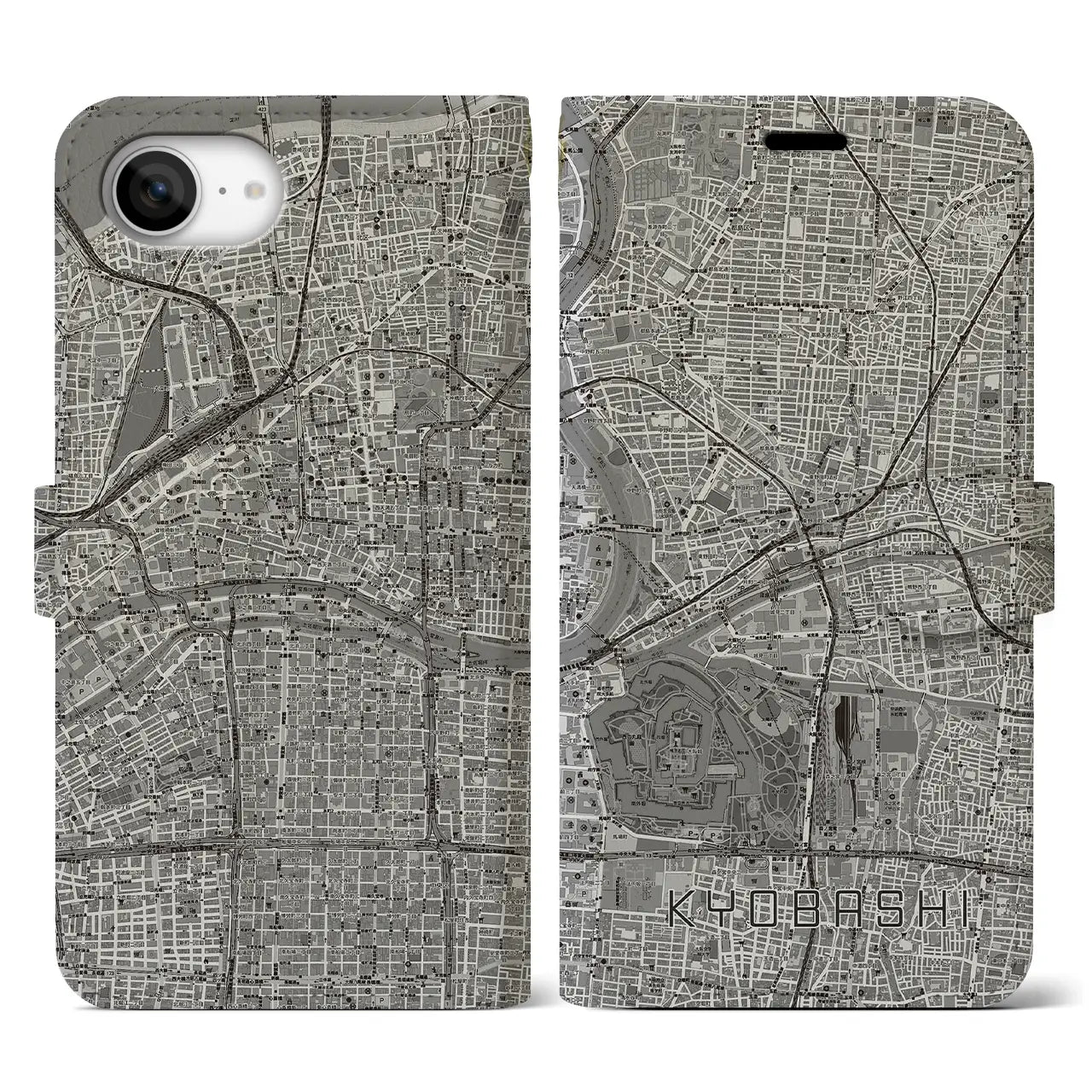 【京橋(大阪府)】地図柄iPhoneケース(手帳タイプ)