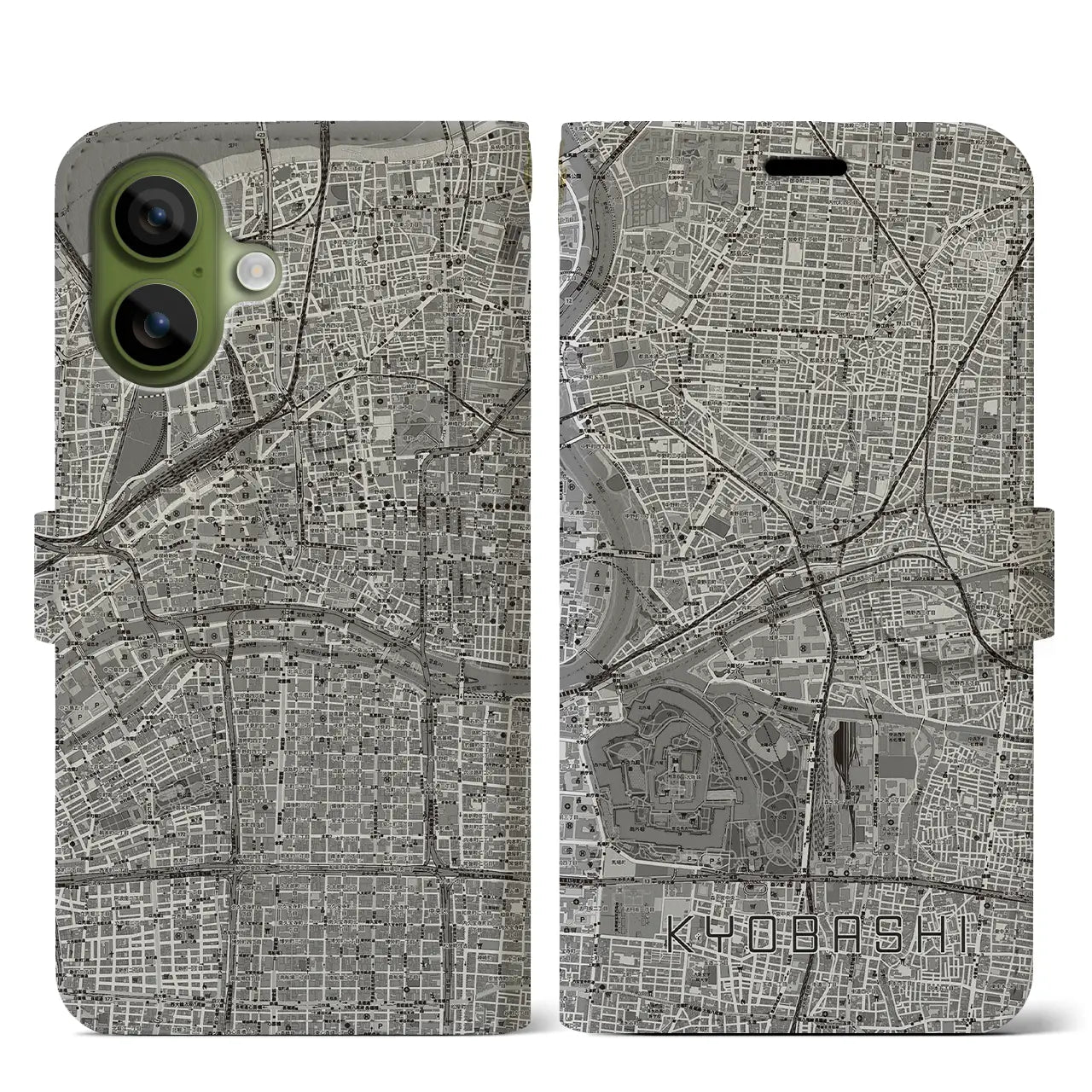 【京橋(大阪府)】地図柄iPhoneケース(手帳タイプ)