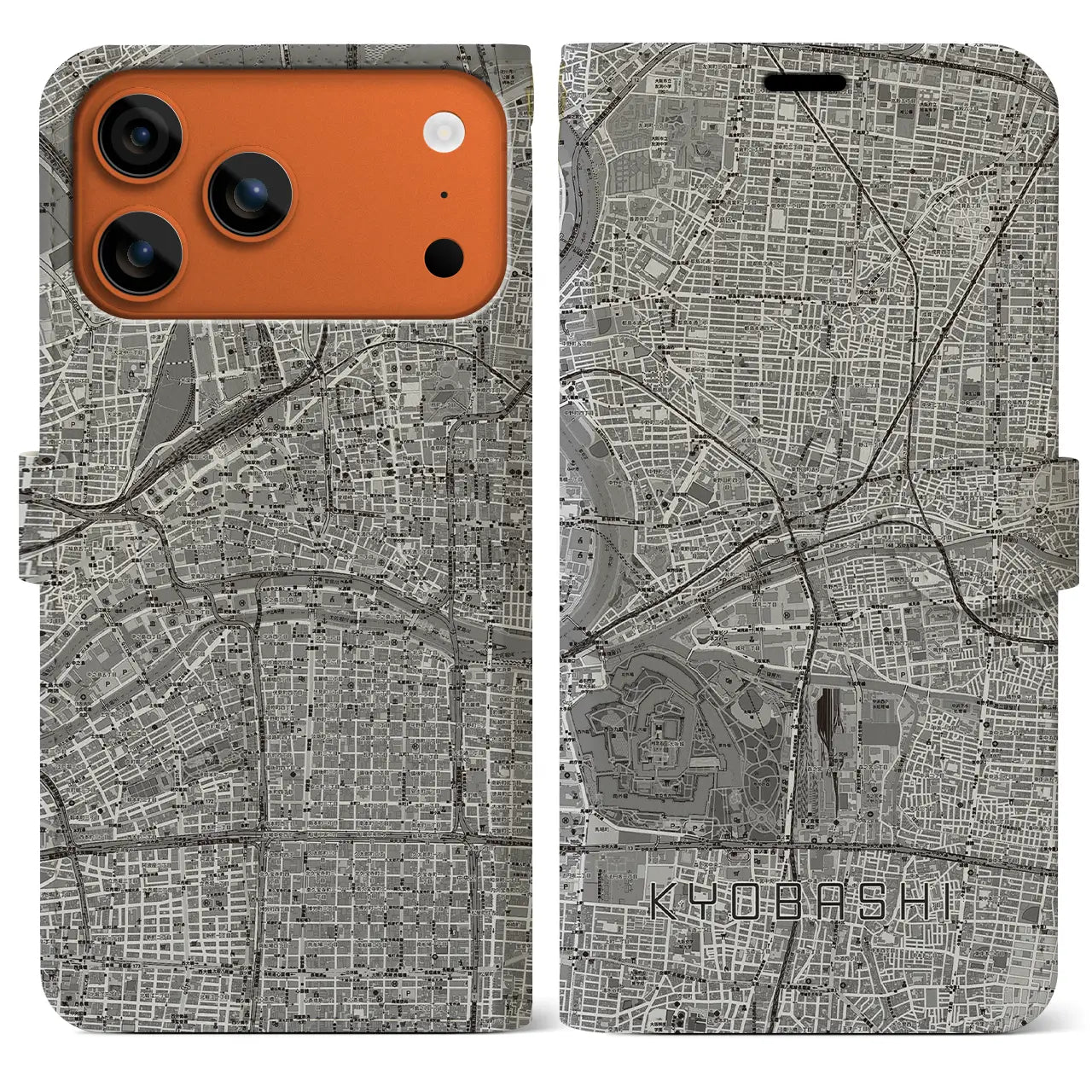 【京橋(大阪府)】地図柄iPhoneケース(手帳タイプ)