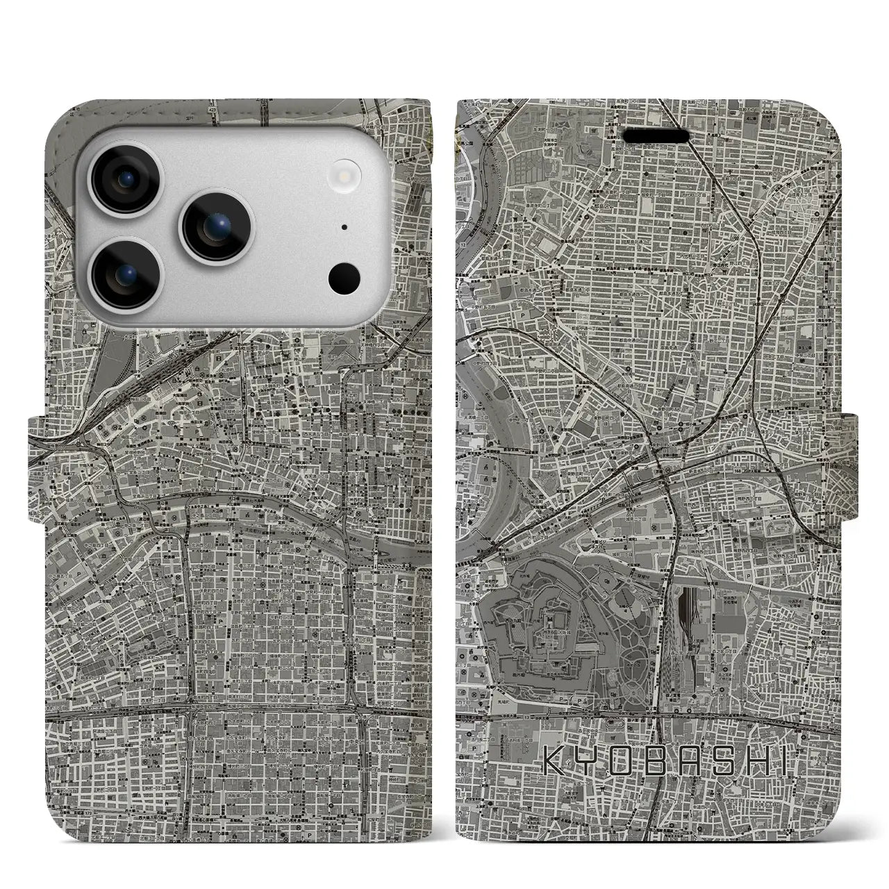 【京橋(大阪府)】地図柄iPhoneケース(手帳タイプ)