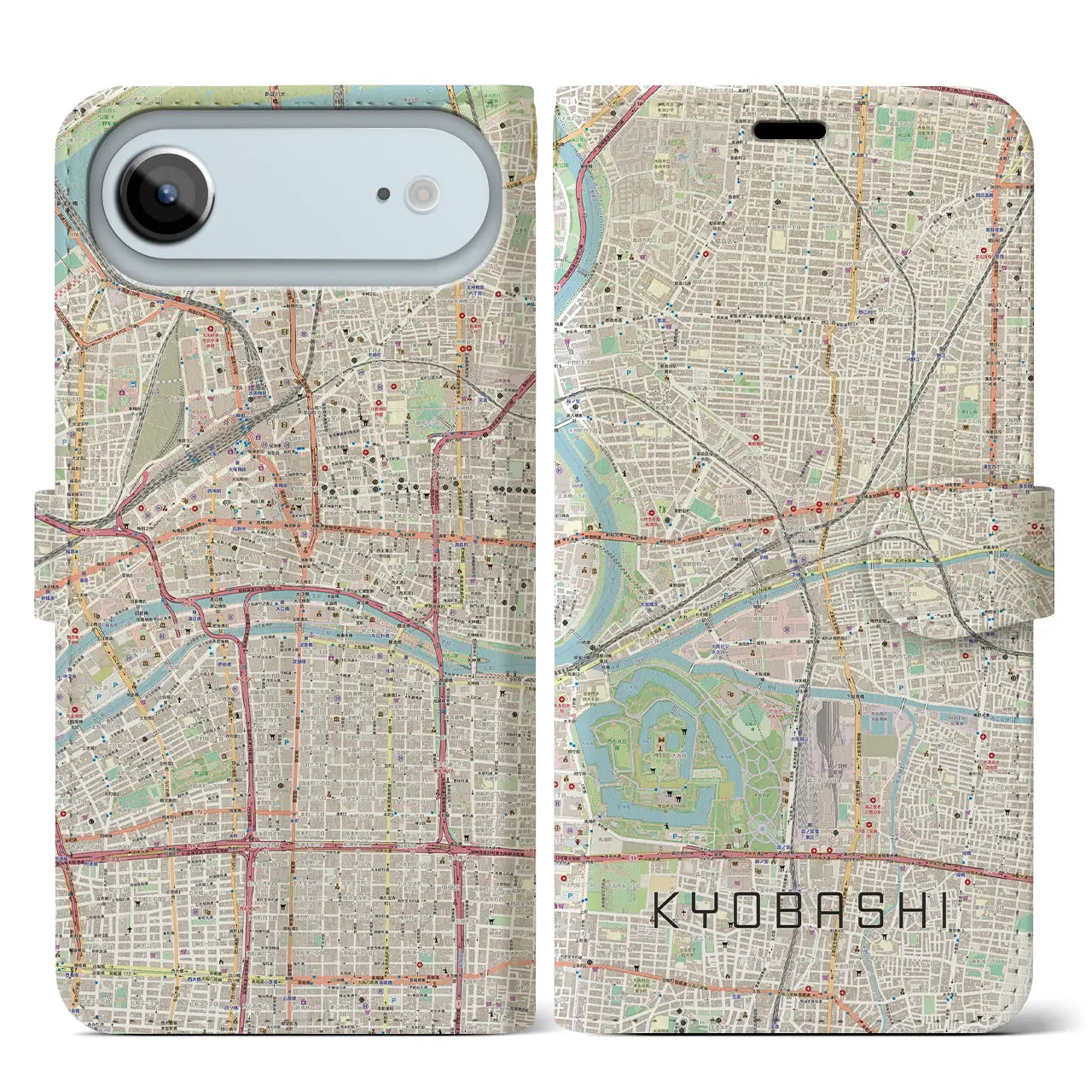 【京橋(大阪府)】地図柄iPhoneケース(手帳タイプ)