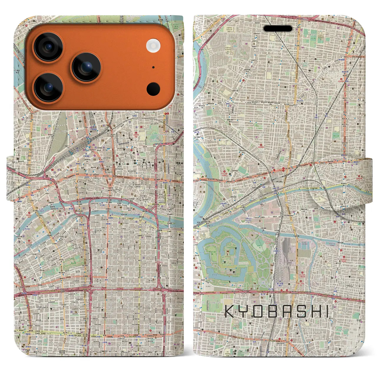 【京橋(大阪府)】地図柄iPhoneケース(手帳タイプ)