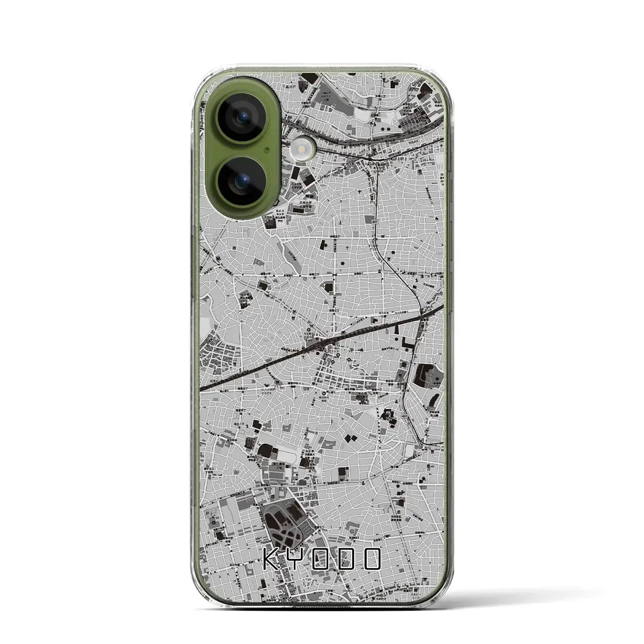 【経堂(東京都)】地図柄iPhoneケース(クリアタイプ)モノトーン・iPhone 17 Pro Max 用