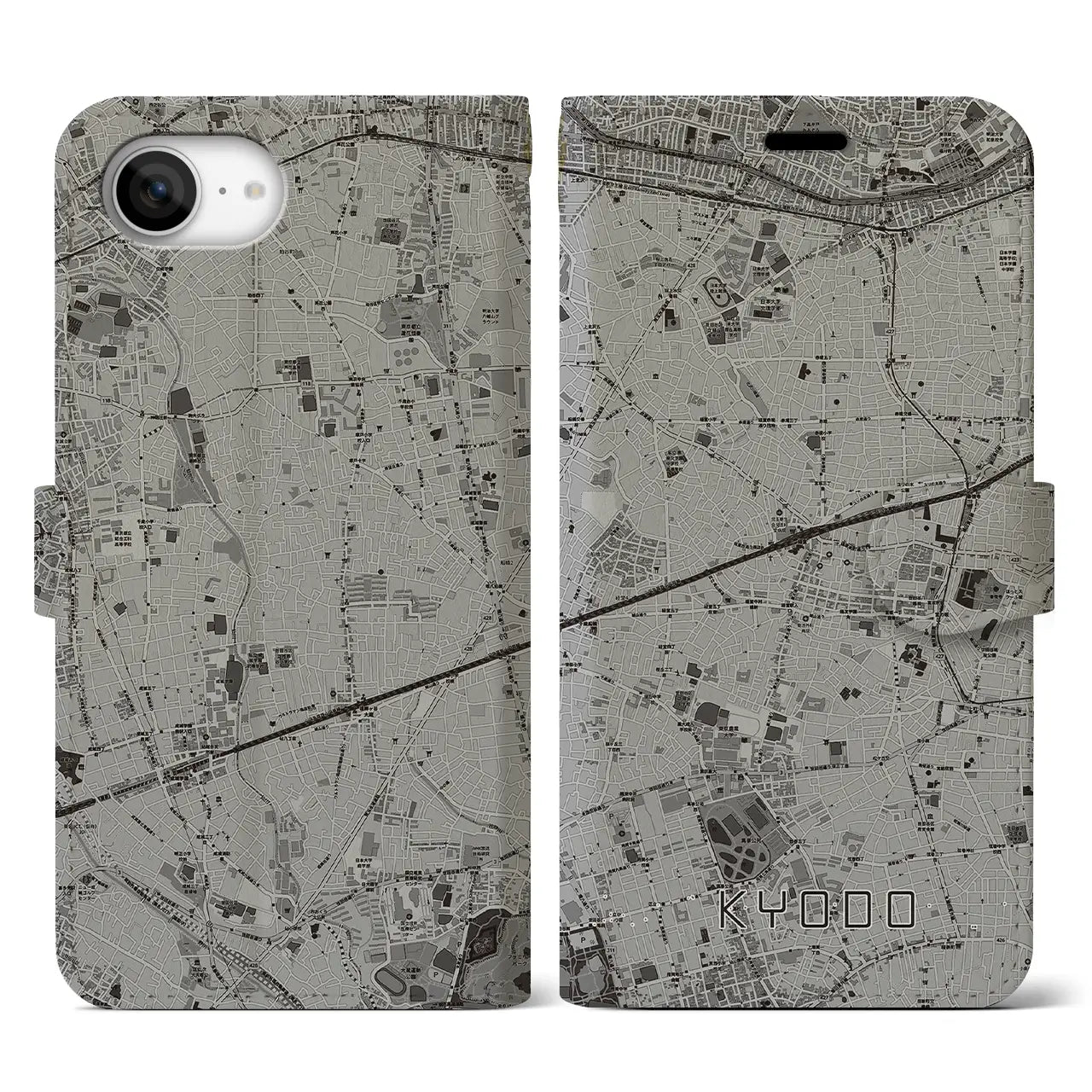 【経堂(東京都)】地図柄iPhoneケース(手帳タイプ)