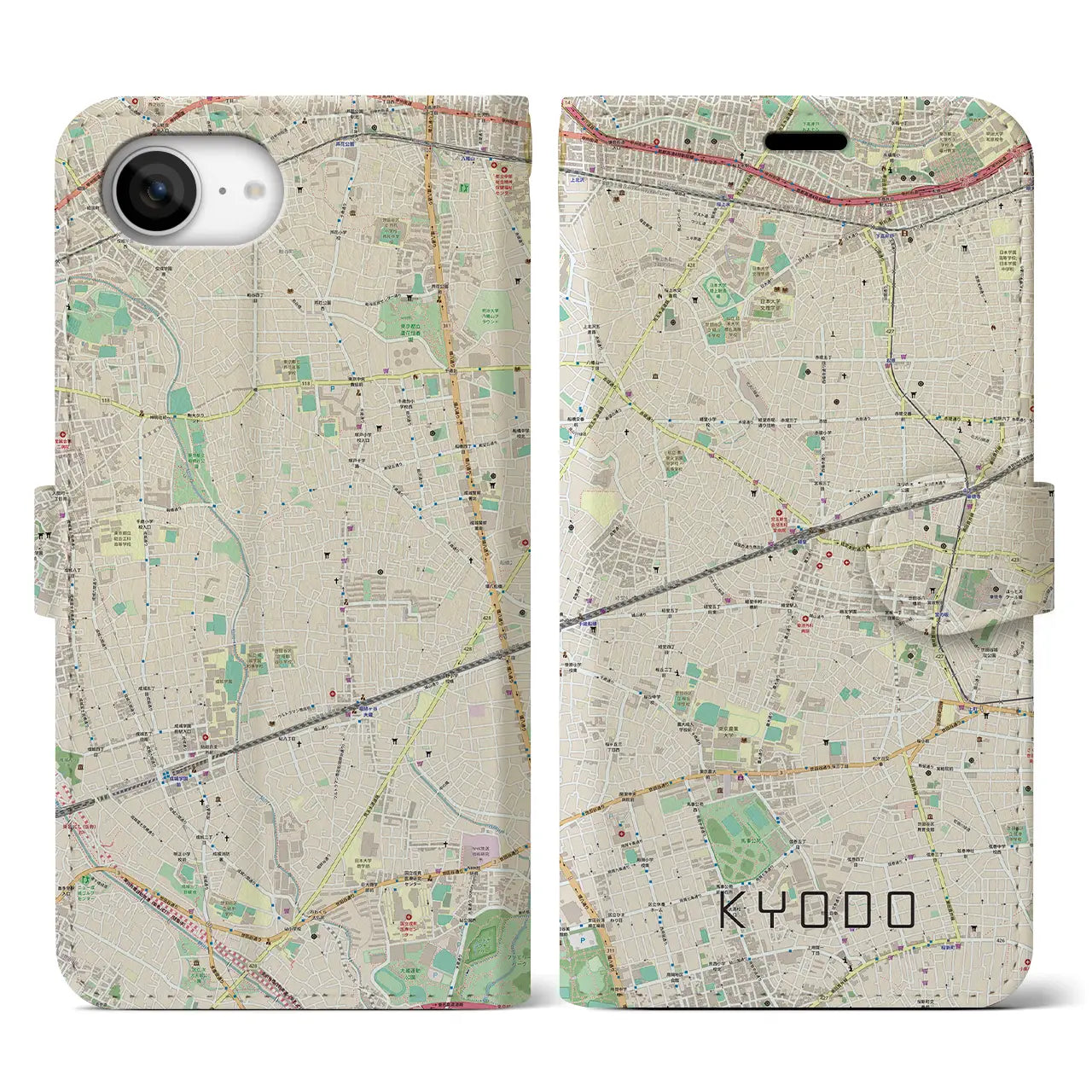【経堂(東京都)】地図柄iPhoneケース(手帳タイプ)