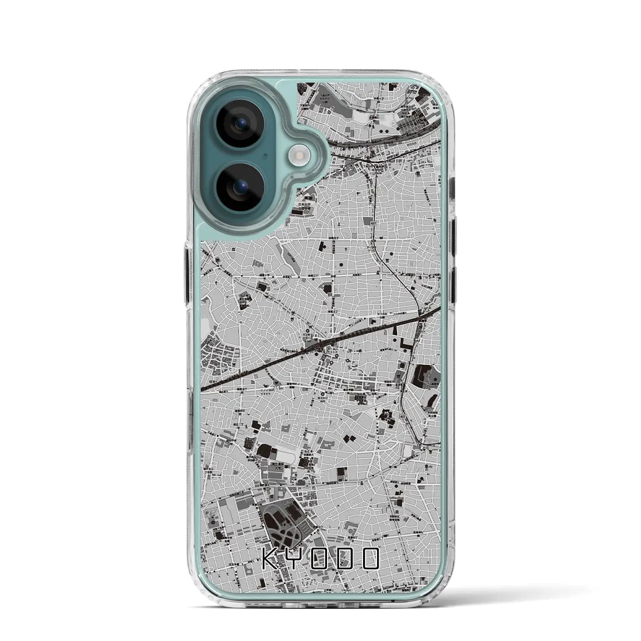【経堂(東京都)】地図柄iPhoneケース(MagSafeタイプ)モノトーン・iPhone 16 Pro 用