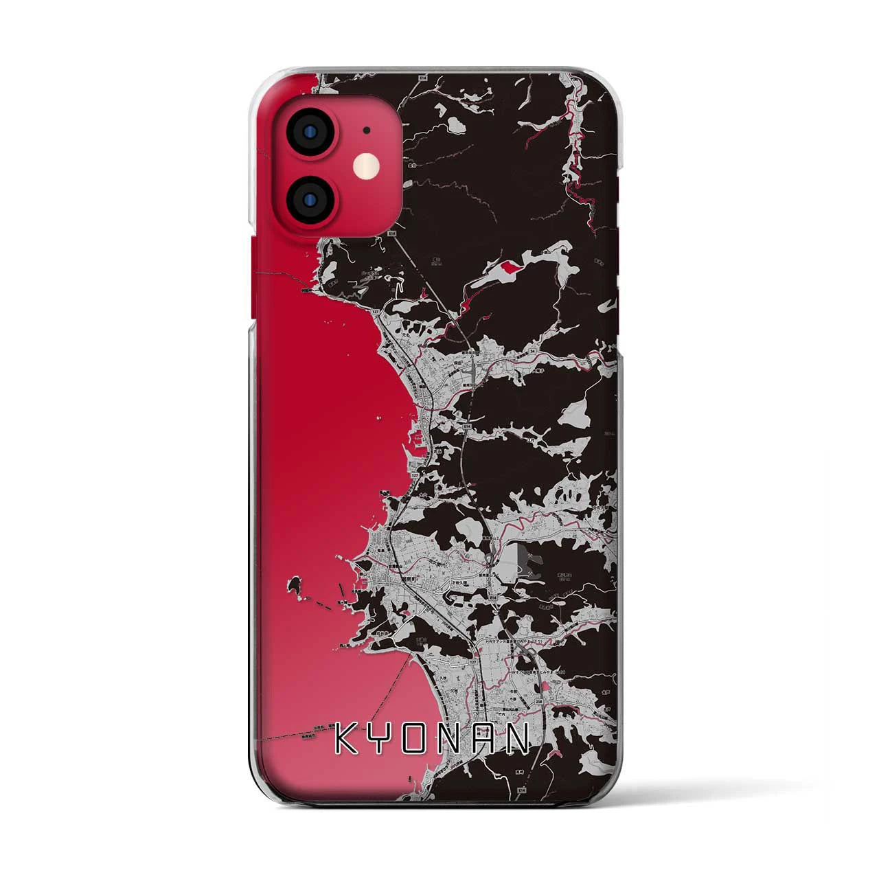 【鋸南(千葉県)】地図柄iPhoneケース(クリアタイプ)モノトーン・iPhone 11 用