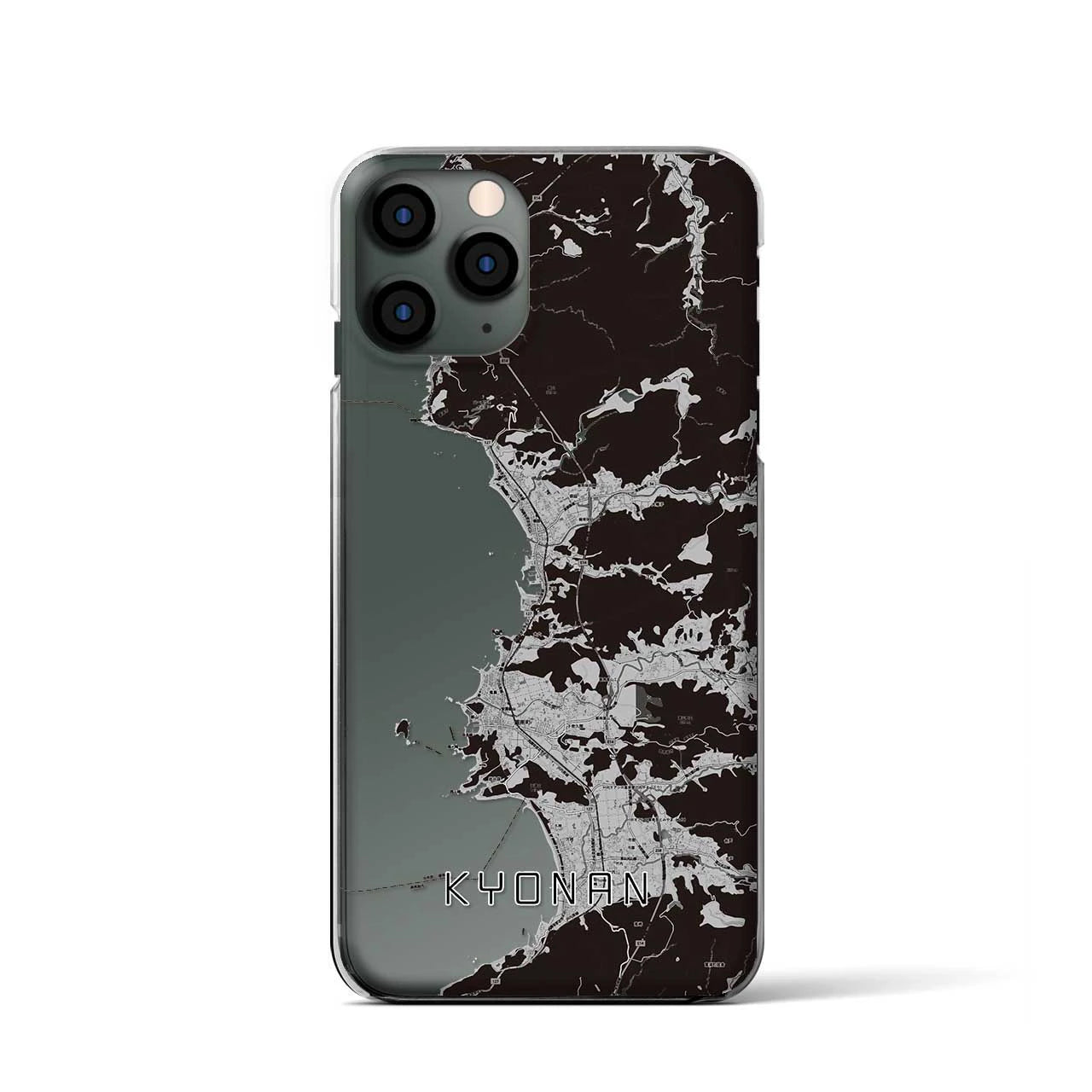 【鋸南(千葉県)】地図柄iPhoneケース(クリアタイプ)モノトーン・iPhone 11 Pro 用