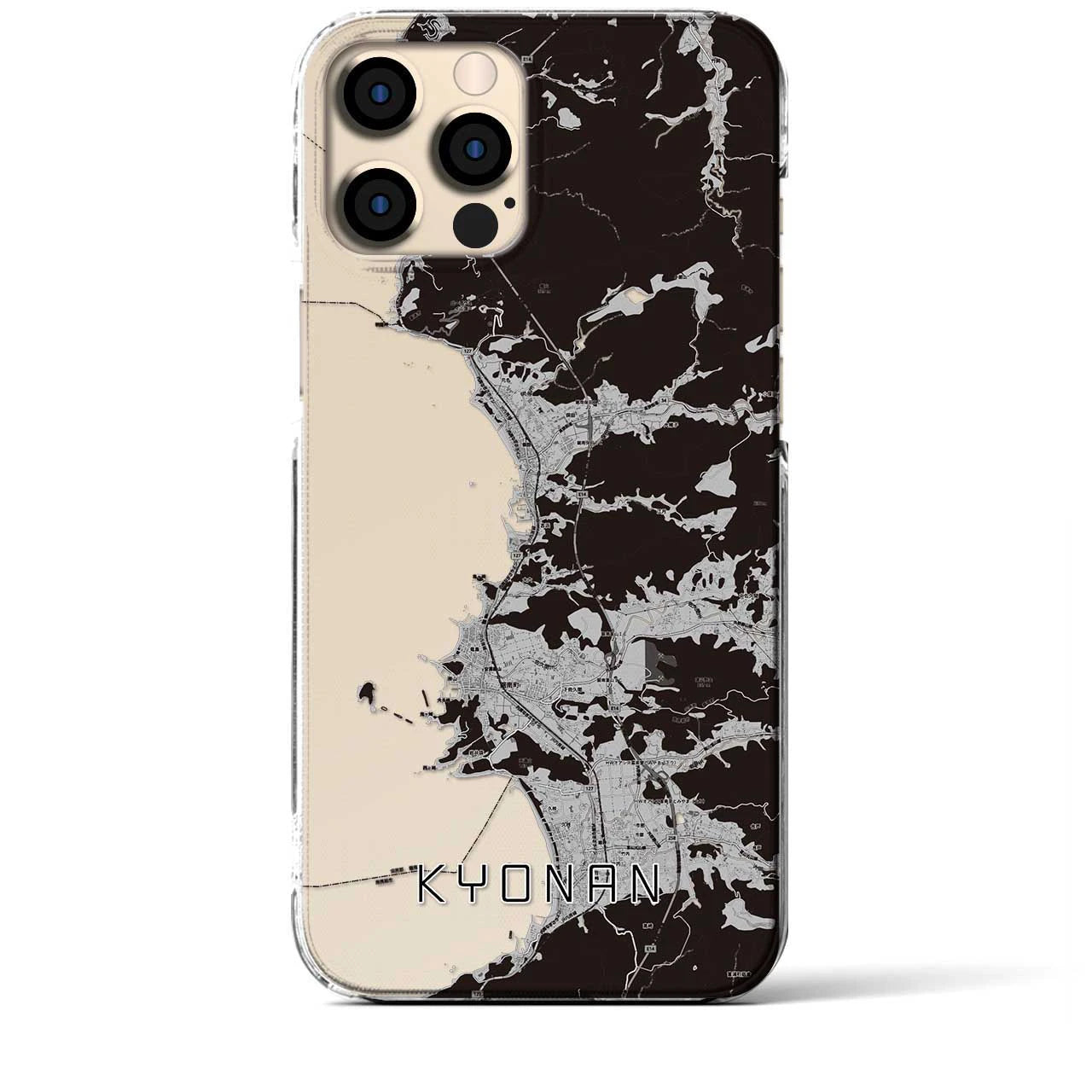 【鋸南(千葉県)】地図柄iPhoneケース(クリアタイプ)モノトーン・iPhone 12 Pro Max 用