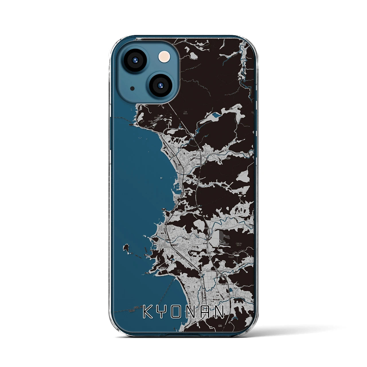 【鋸南(千葉県)】地図柄iPhoneケース(クリアタイプ)モノトーン・iPhone 13 用