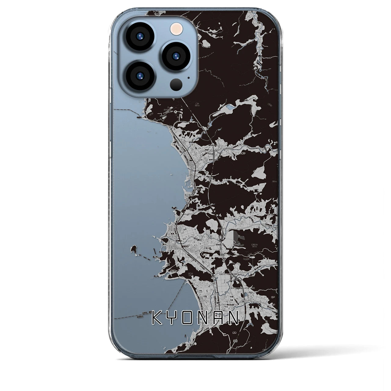 【鋸南(千葉県)】地図柄iPhoneケース(クリアタイプ)モノトーン・iPhone 13 Pro Max 用