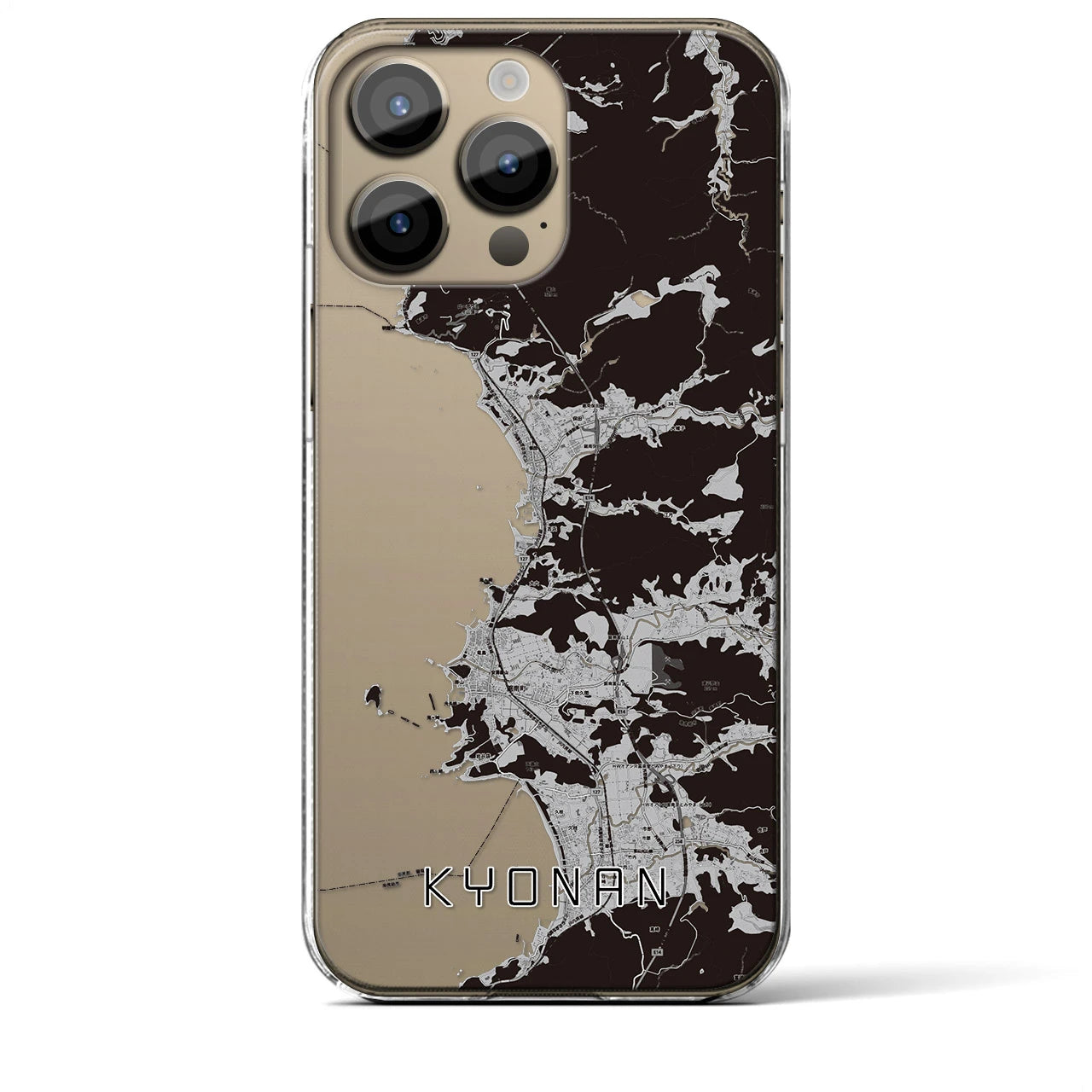 【鋸南(千葉県)】地図柄iPhoneケース(クリアタイプ)モノトーン・iPhone 14 Pro Max 用