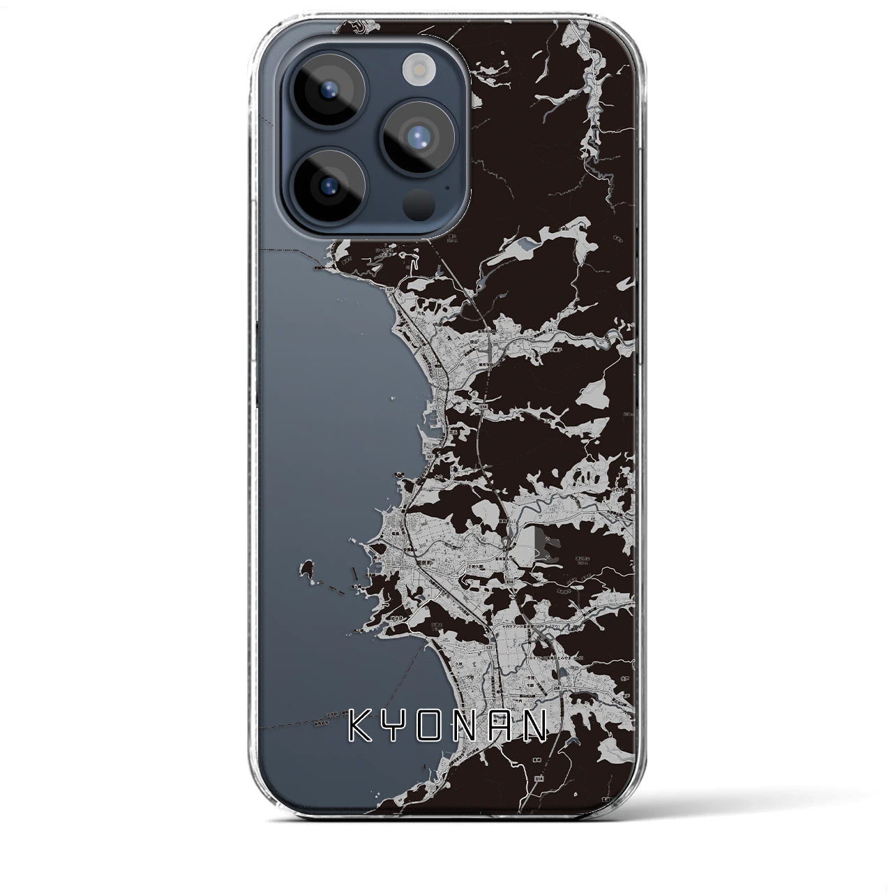 【鋸南(千葉県)】地図柄iPhoneケース(クリアタイプ)モノトーン・iPhone 15 Pro Max 用