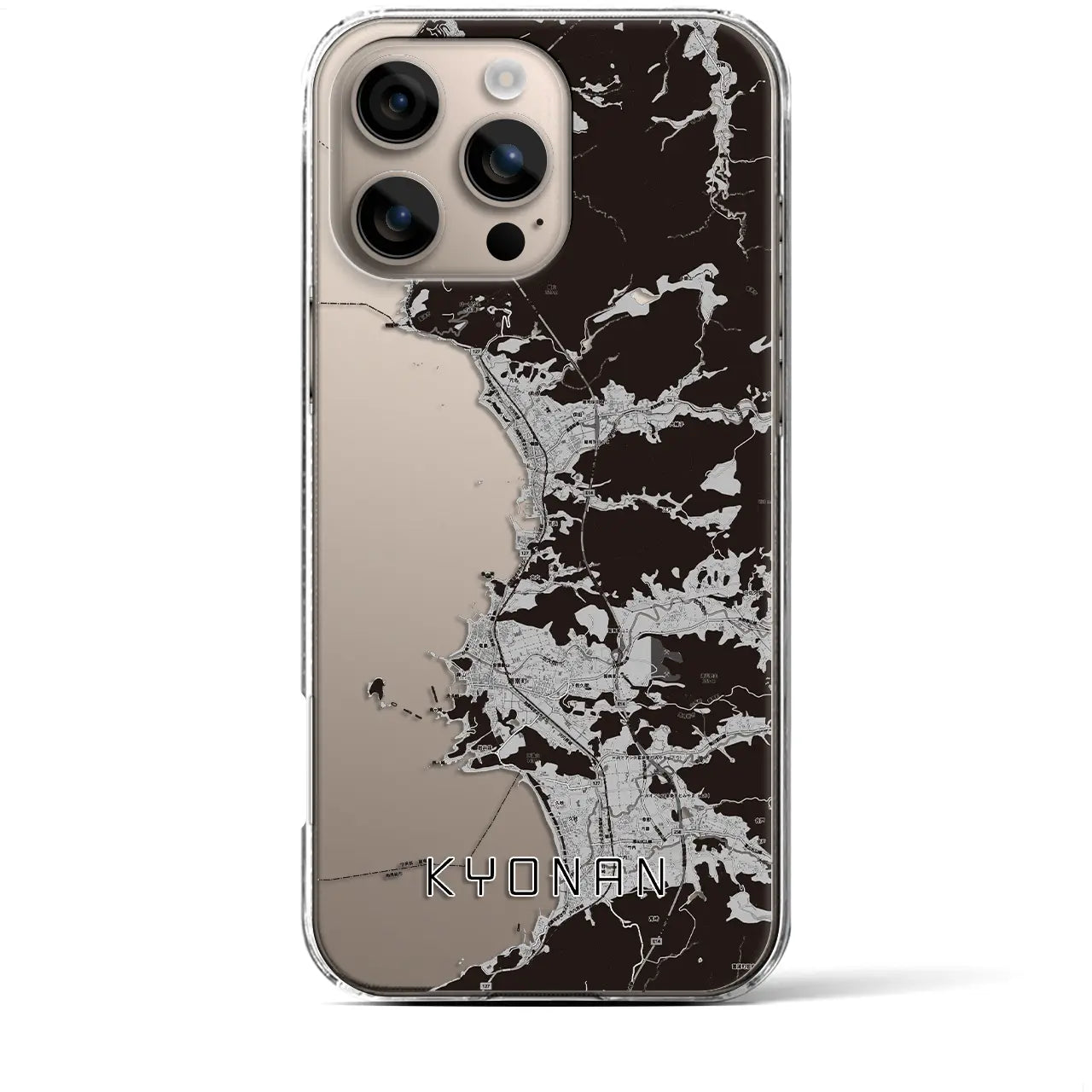 【鋸南(千葉県)】地図柄iPhoneケース(クリアタイプ)モノトーン・iPhone 16 Plus 用