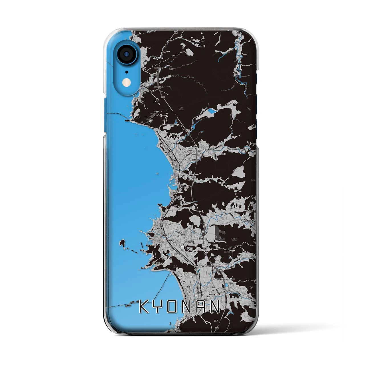 【鋸南(千葉県)】地図柄iPhoneケース(クリアタイプ)モノトーン・iPhone XR 用