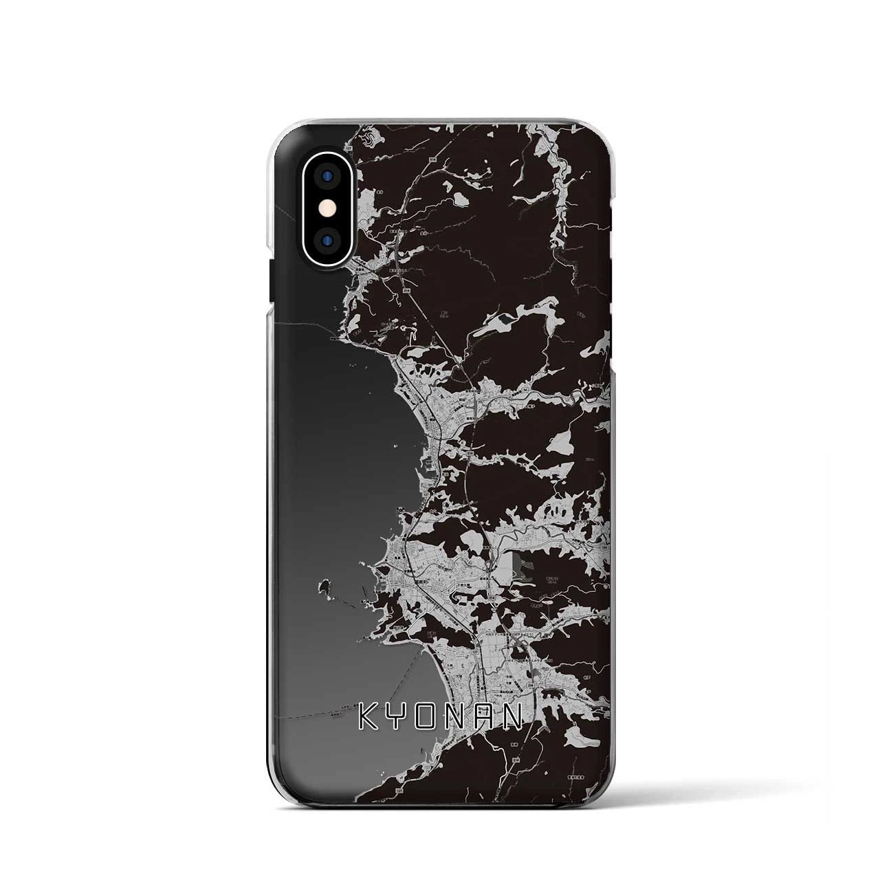 【鋸南(千葉県)】地図柄iPhoneケース(クリアタイプ)モノトーン・iPhone XS / X 用
