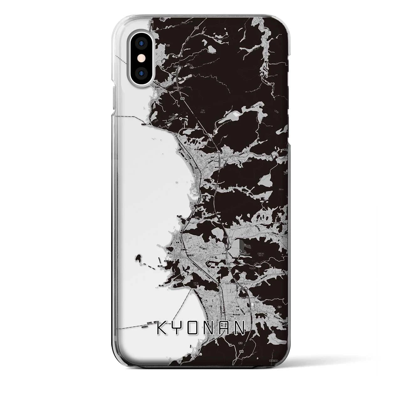 【鋸南(千葉県)】地図柄iPhoneケース(クリアタイプ)モノトーン・iPhone XS Max 用