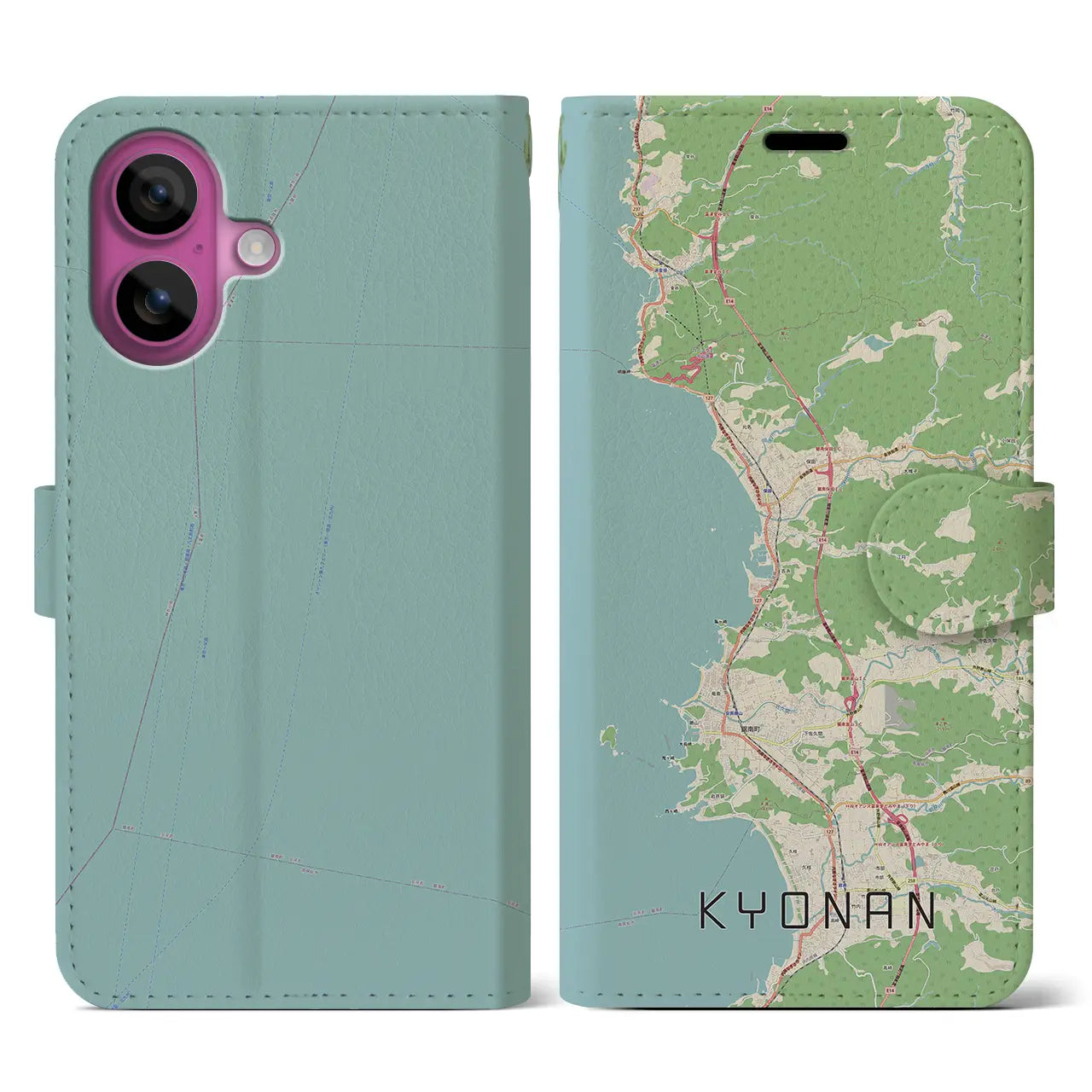 【鋸南(千葉県)】地図柄iPhoneケース(手帳タイプ)ナチュラル・iPhone 16 Pro 用