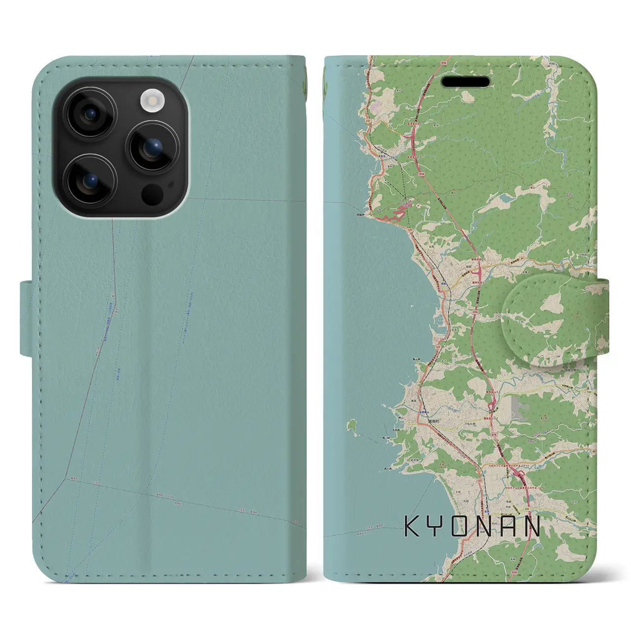 【鋸南(千葉県)】地図柄iPhoneケース(手帳タイプ)ナチュラル・iPhone 16 用