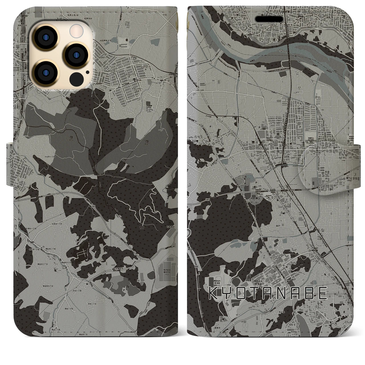 【京田辺(京都府)】地図柄iPhoneケース(手帳タイプ)