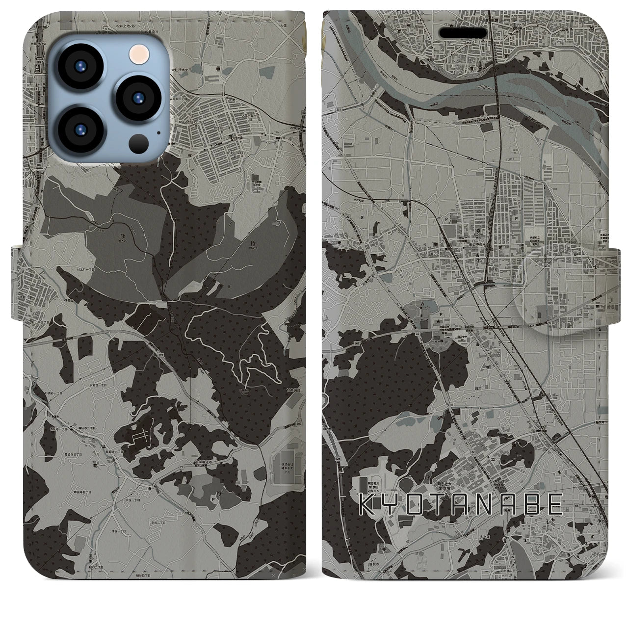 【京田辺(京都府)】地図柄iPhoneケース(手帳タイプ)