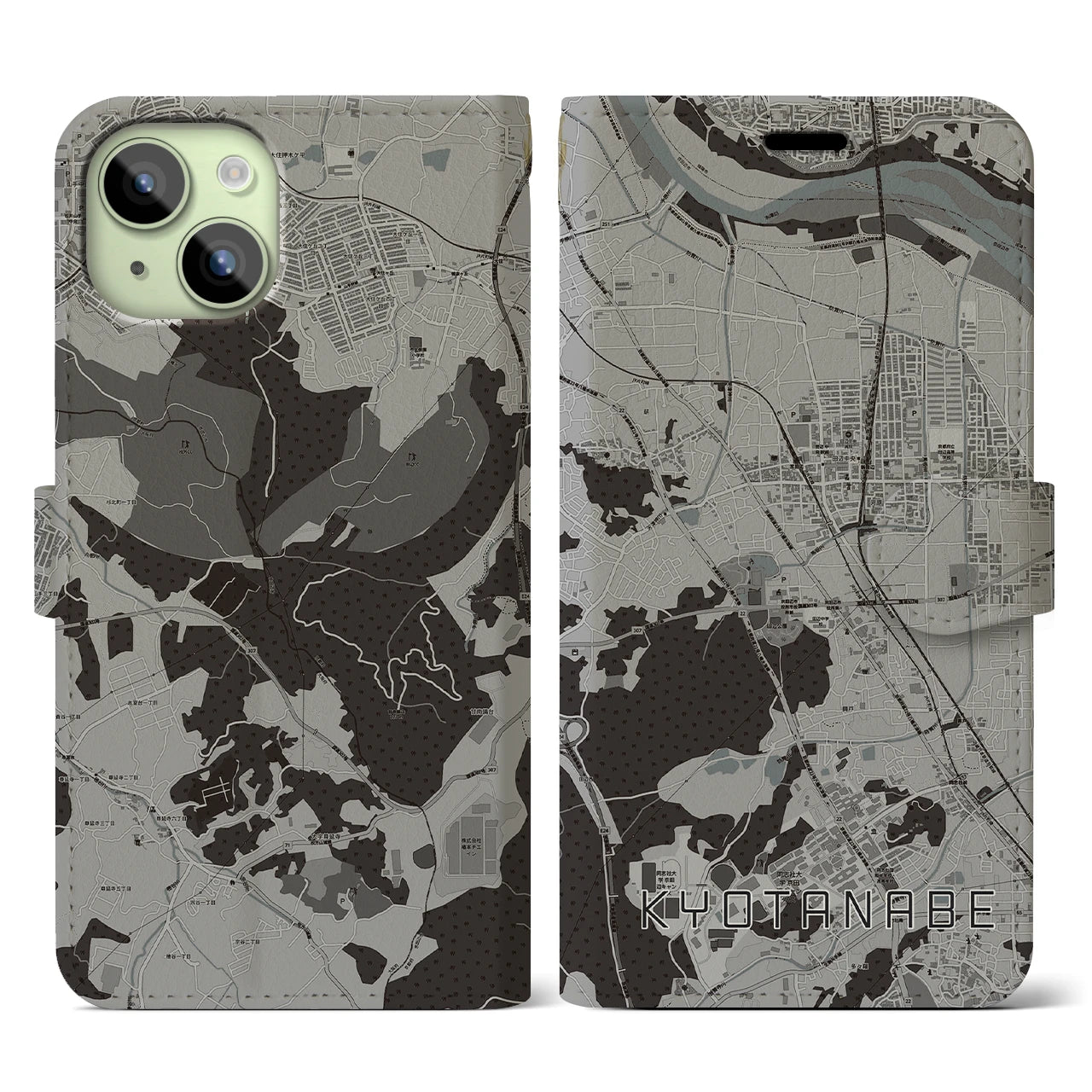 【京田辺(京都府)】地図柄iPhoneケース(手帳タイプ)