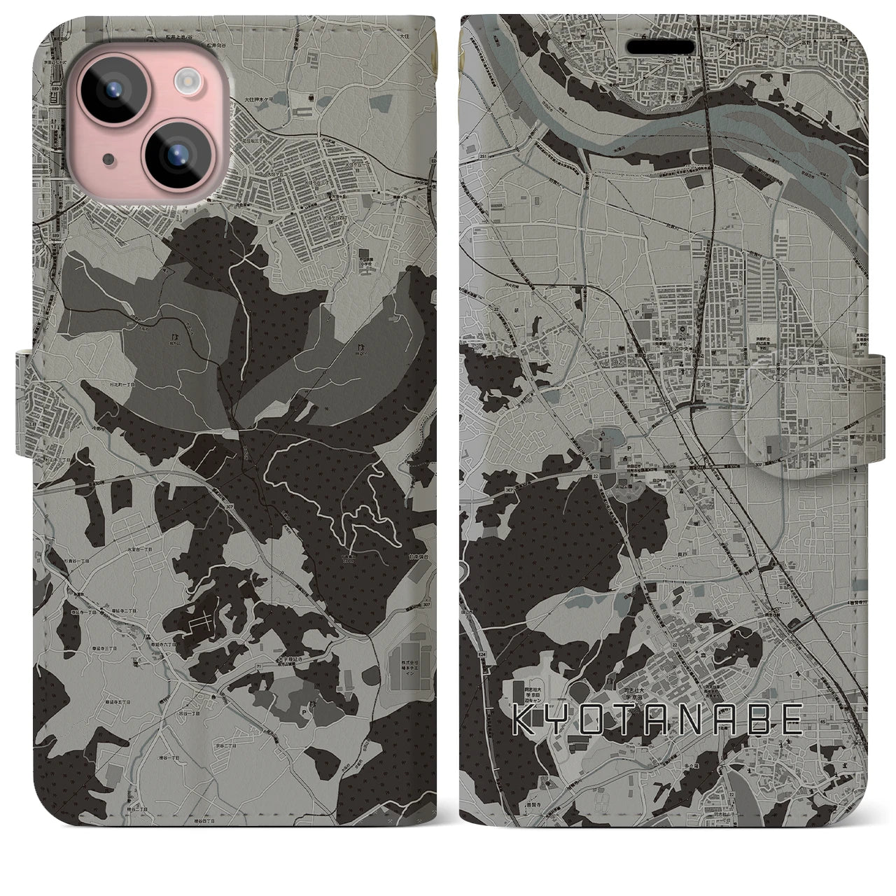 【京田辺(京都府)】地図柄iPhoneケース(手帳タイプ)