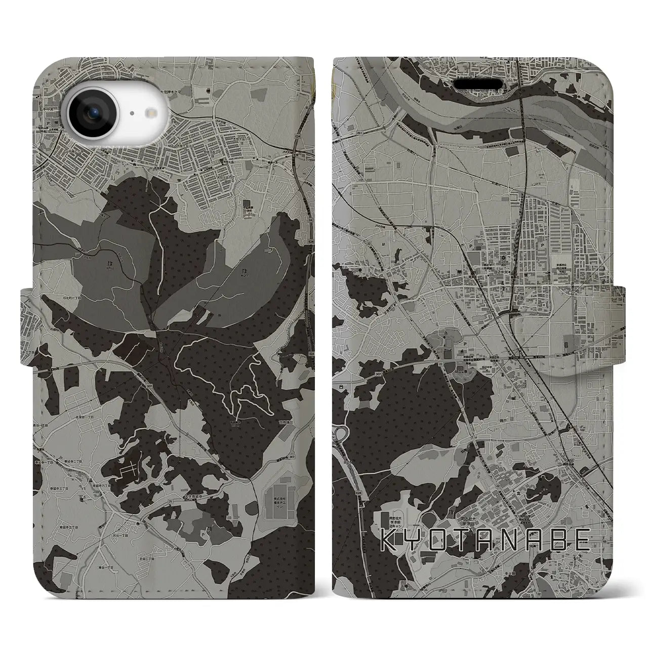 【京田辺(京都府)】地図柄iPhoneケース(手帳タイプ)