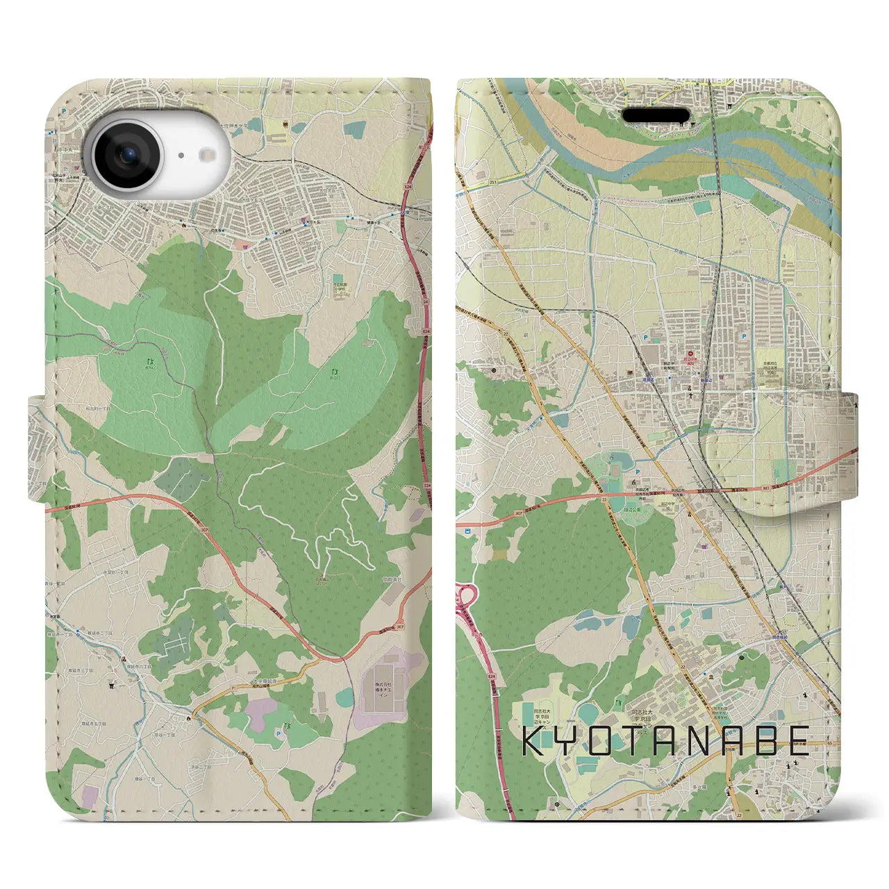 【京田辺(京都府)】地図柄iPhoneケース(手帳タイプ)