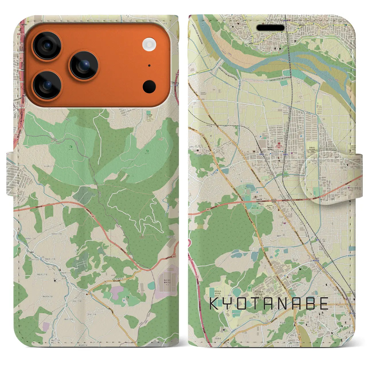 【京田辺(京都府)】地図柄iPhoneケース(手帳タイプ)