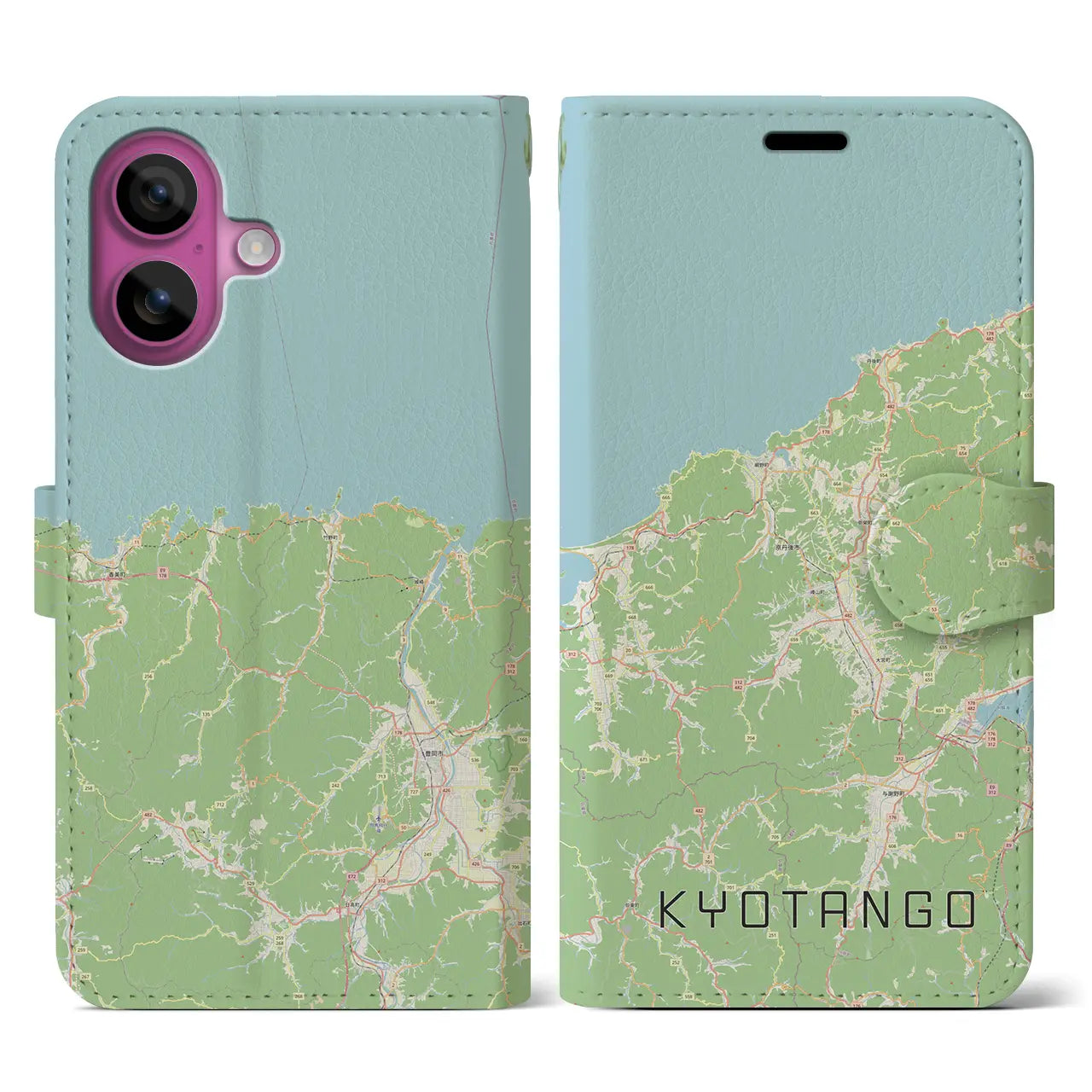 【京丹後(京都府)】地図柄iPhoneケース(手帳タイプ)ナチュラル・iPhone 16 Pro 用