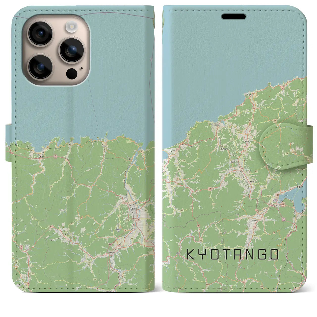 【京丹後(京都府)】地図柄iPhoneケース(手帳タイプ)ナチュラル・iPhone 16 Plus 用