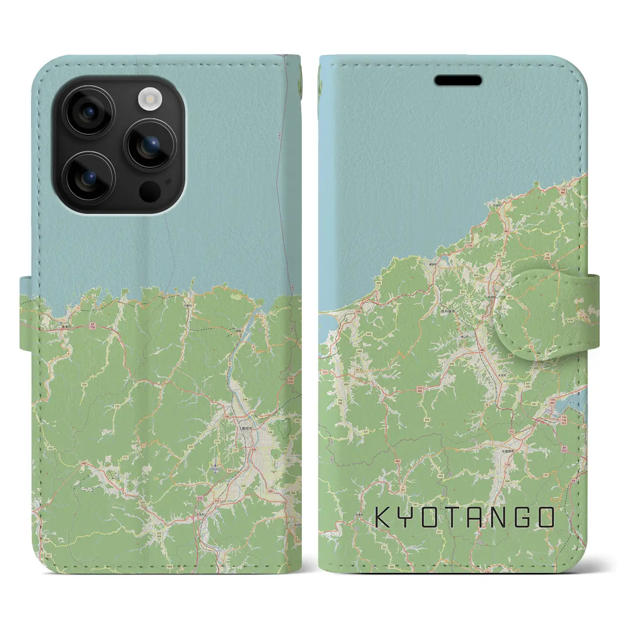 【京丹後(京都府)】地図柄iPhoneケース(手帳タイプ)ナチュラル・iPhone 16 用