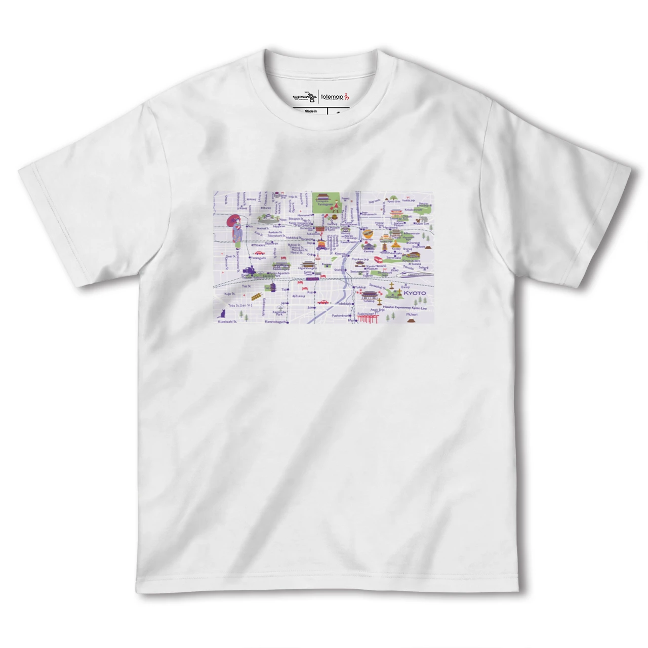 【京都(京都府)】イラストマップTシャツ
