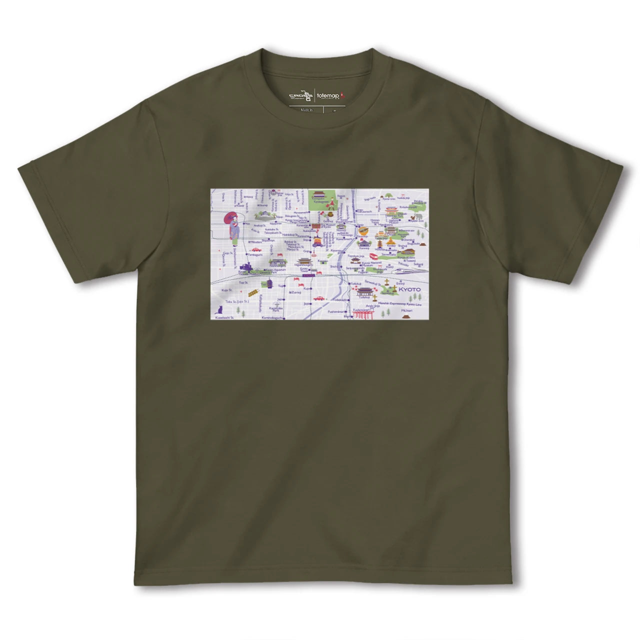 【京都(京都府)】イラストマップTシャツ