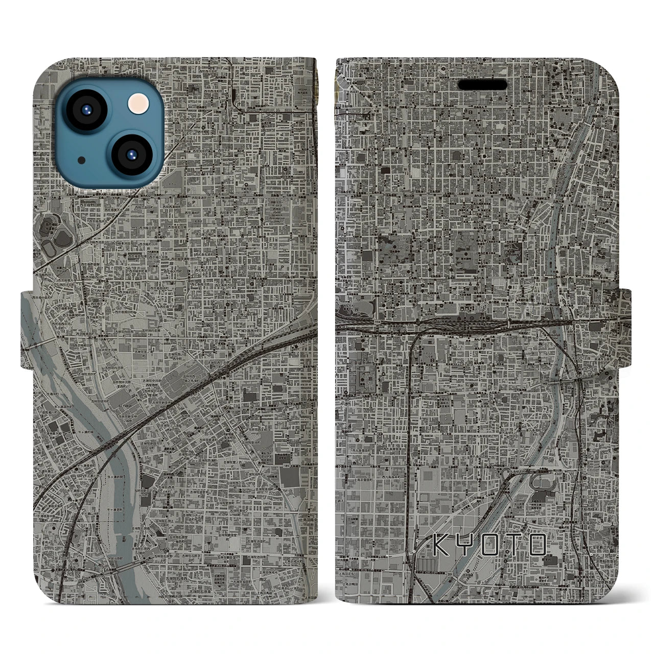 【京都2(京都府)】地図柄iPhoneケース(手帳タイプ)