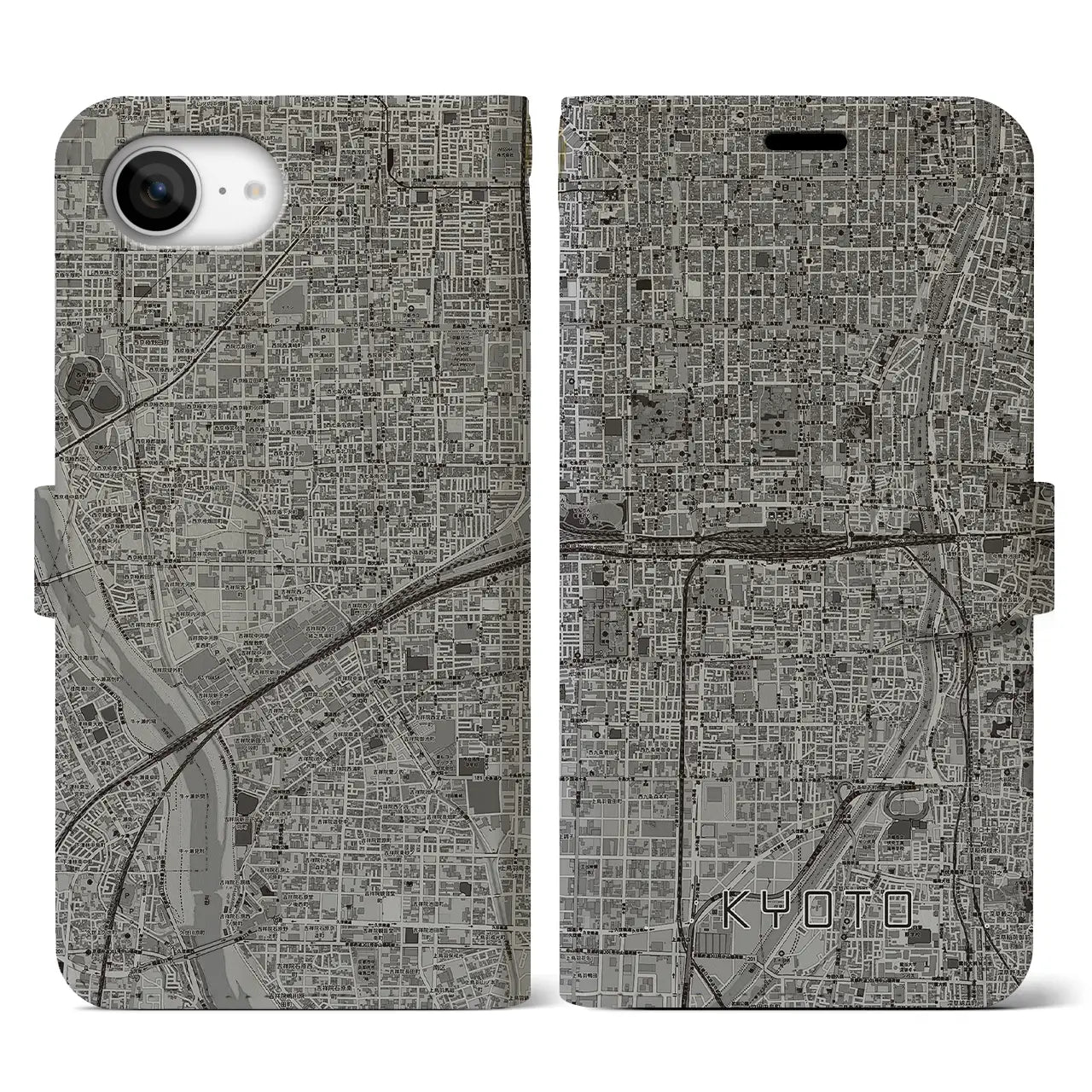 【京都2(京都府)】地図柄iPhoneケース(手帳タイプ)