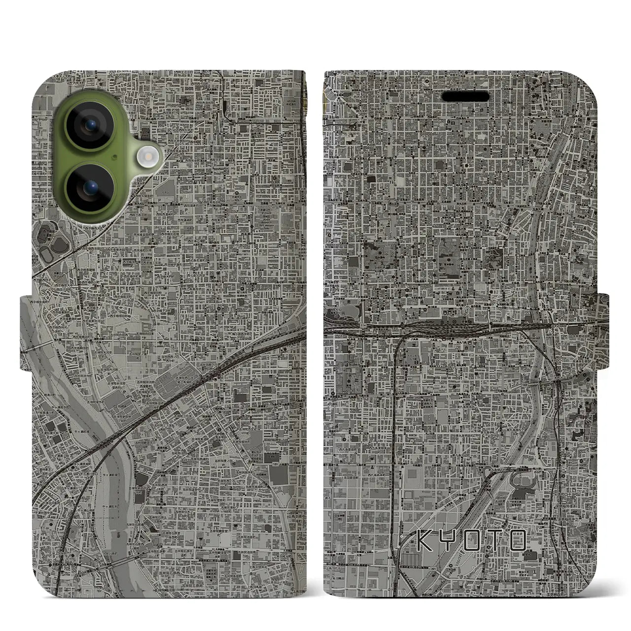 【京都2(京都府)】地図柄iPhoneケース(手帳タイプ)