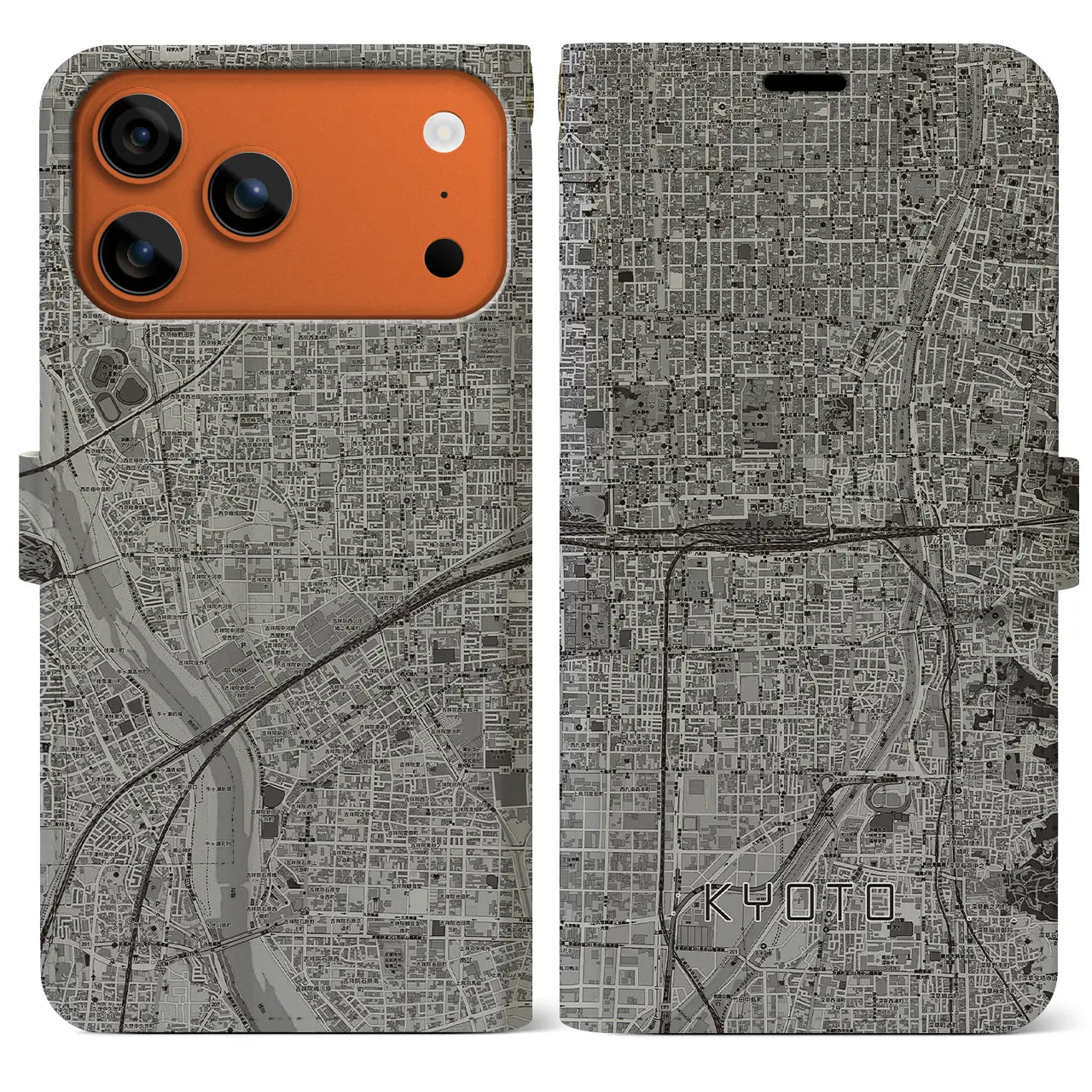 【京都2(京都府)】地図柄iPhoneケース(手帳タイプ)