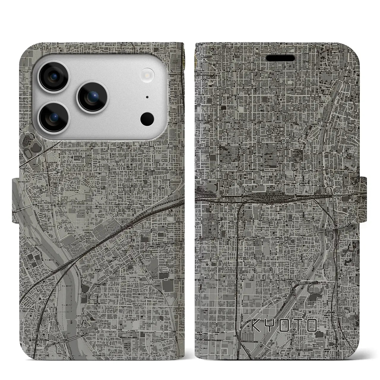 【京都2(京都府)】地図柄iPhoneケース(手帳タイプ)
