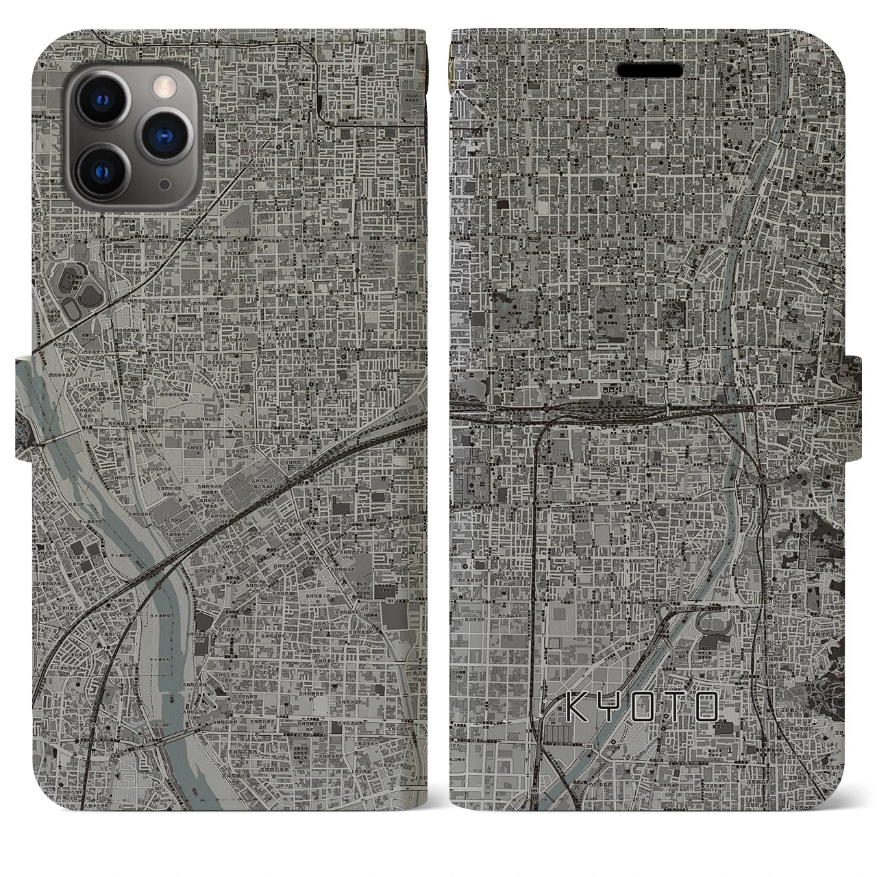 【京都2(京都府)】地図柄iPhoneケース(手帳タイプ)