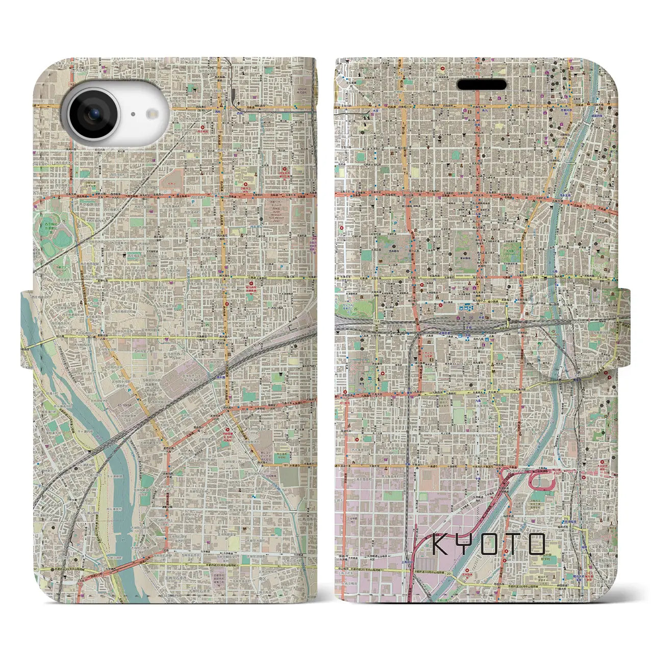 【京都2(京都府)】地図柄iPhoneケース(手帳タイプ)