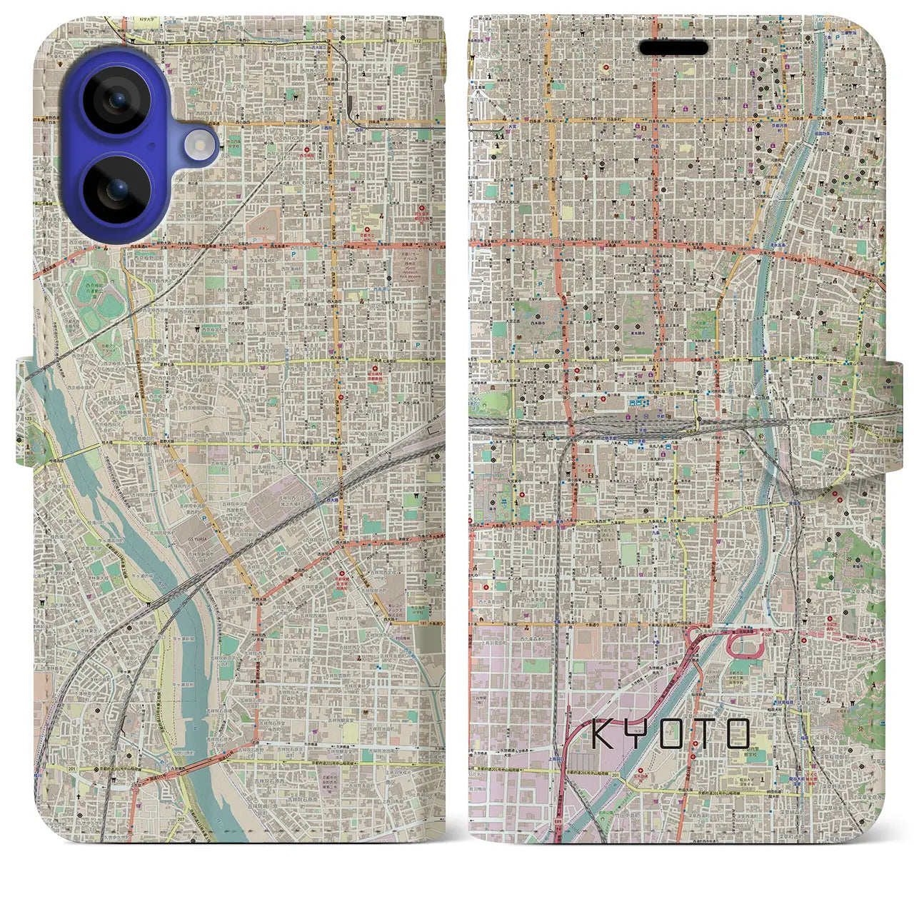 【京都2(京都府)】地図柄iPhoneケース(手帳タイプ)