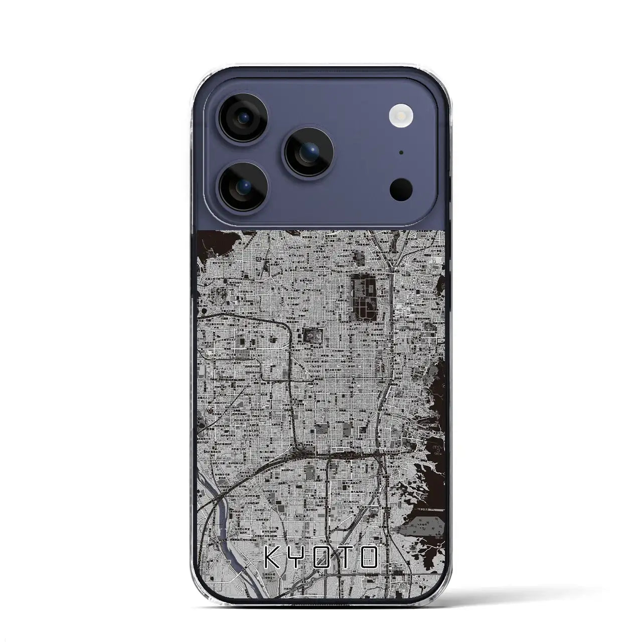 【京都(京都府)】地図柄iPhoneケース(クリアタイプ)モノトーン・iPhone 17 Pro Max 用