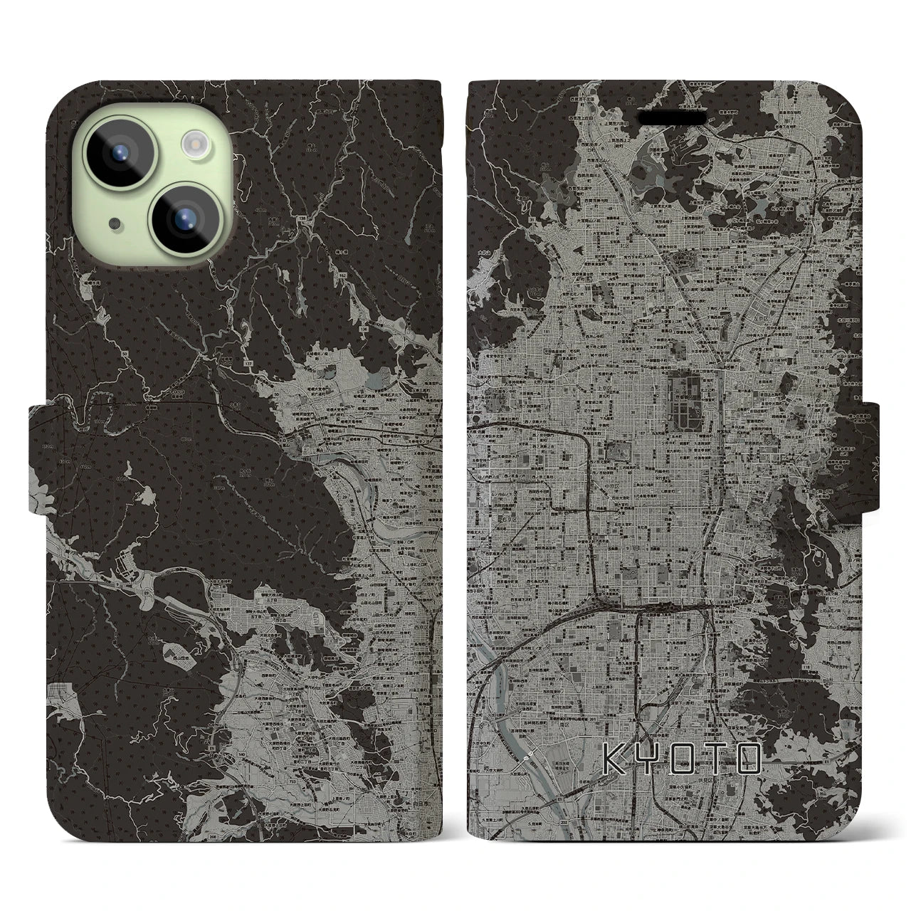 【京都(京都府)】地図柄iPhoneケース(手帳タイプ)