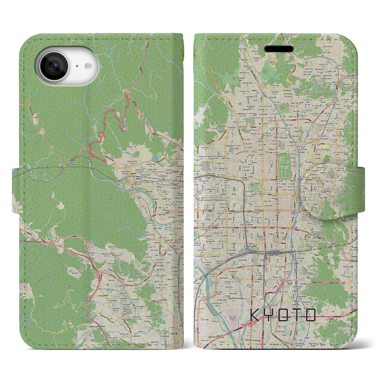 【京都(京都府)】地図柄iPhoneケース(手帳タイプ)