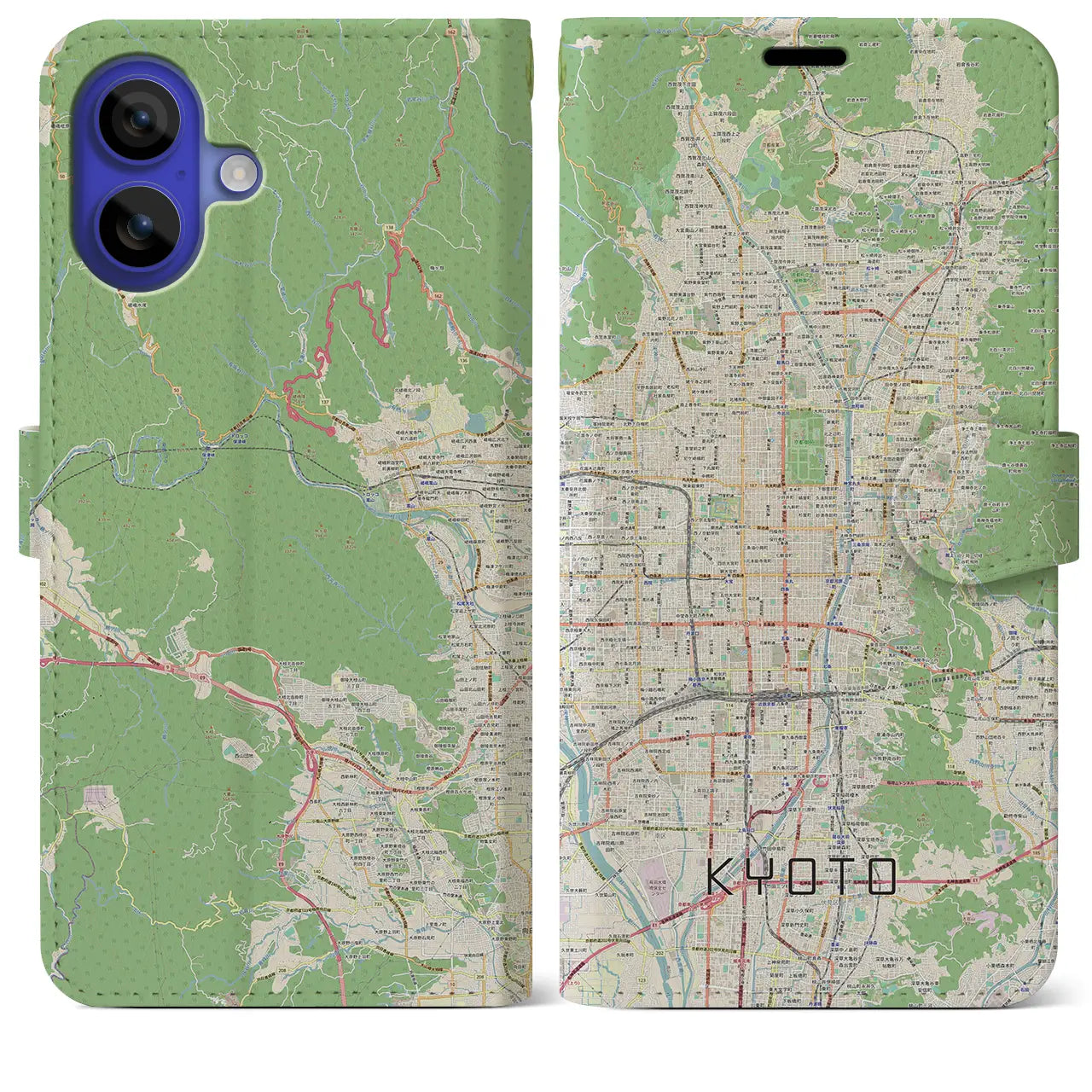 【京都(京都府)】地図柄iPhoneケース(手帳タイプ)