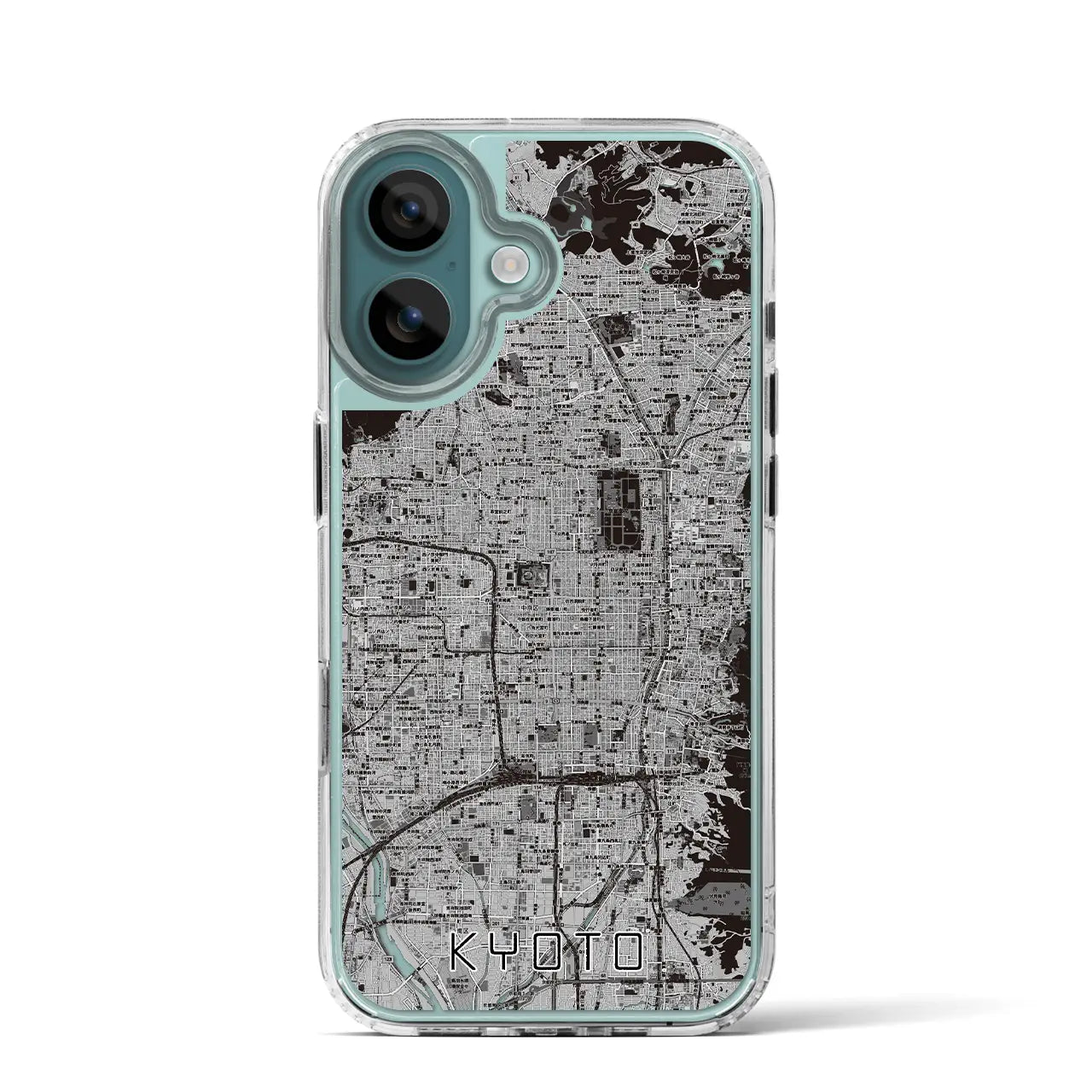 【京都(京都府)】地図柄iPhoneケース(MagSafeタイプ)モノトーン・iPhone 16 Pro 用