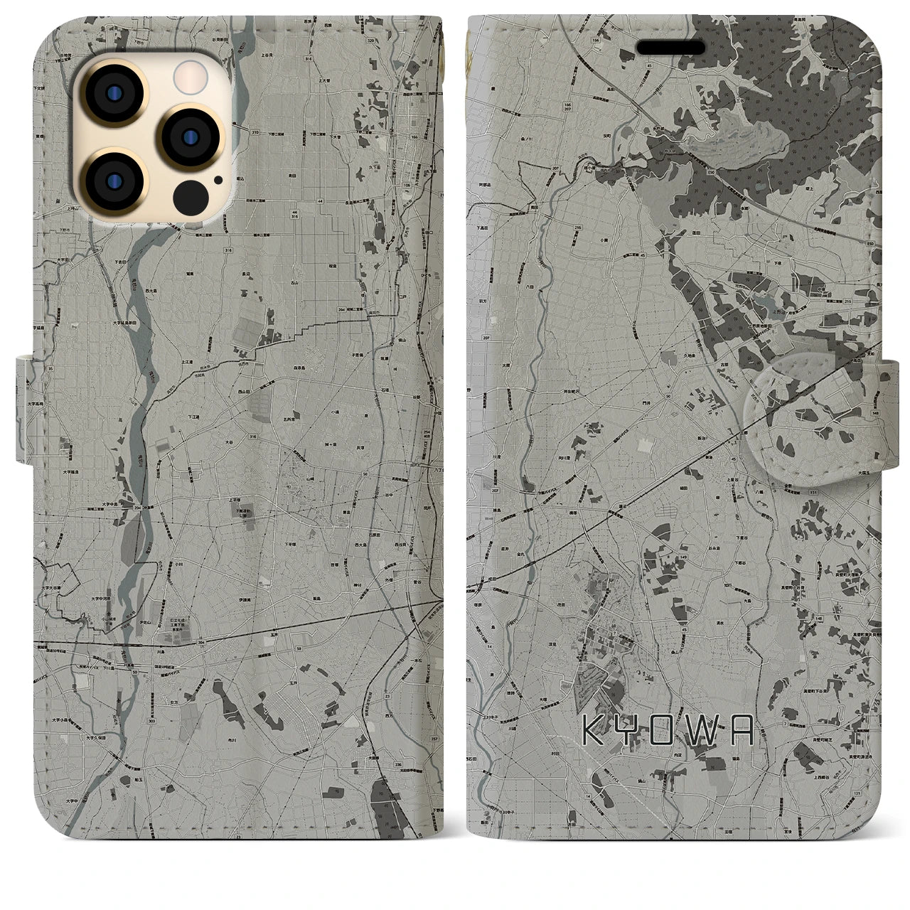 【協和(茨城県)】地図柄iPhoneケース(手帳タイプ)