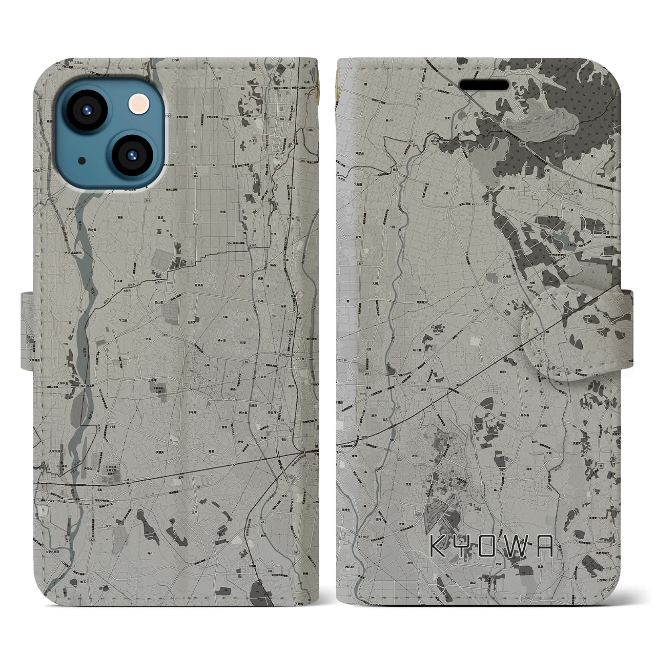 【協和(茨城県)】地図柄iPhoneケース(手帳タイプ)